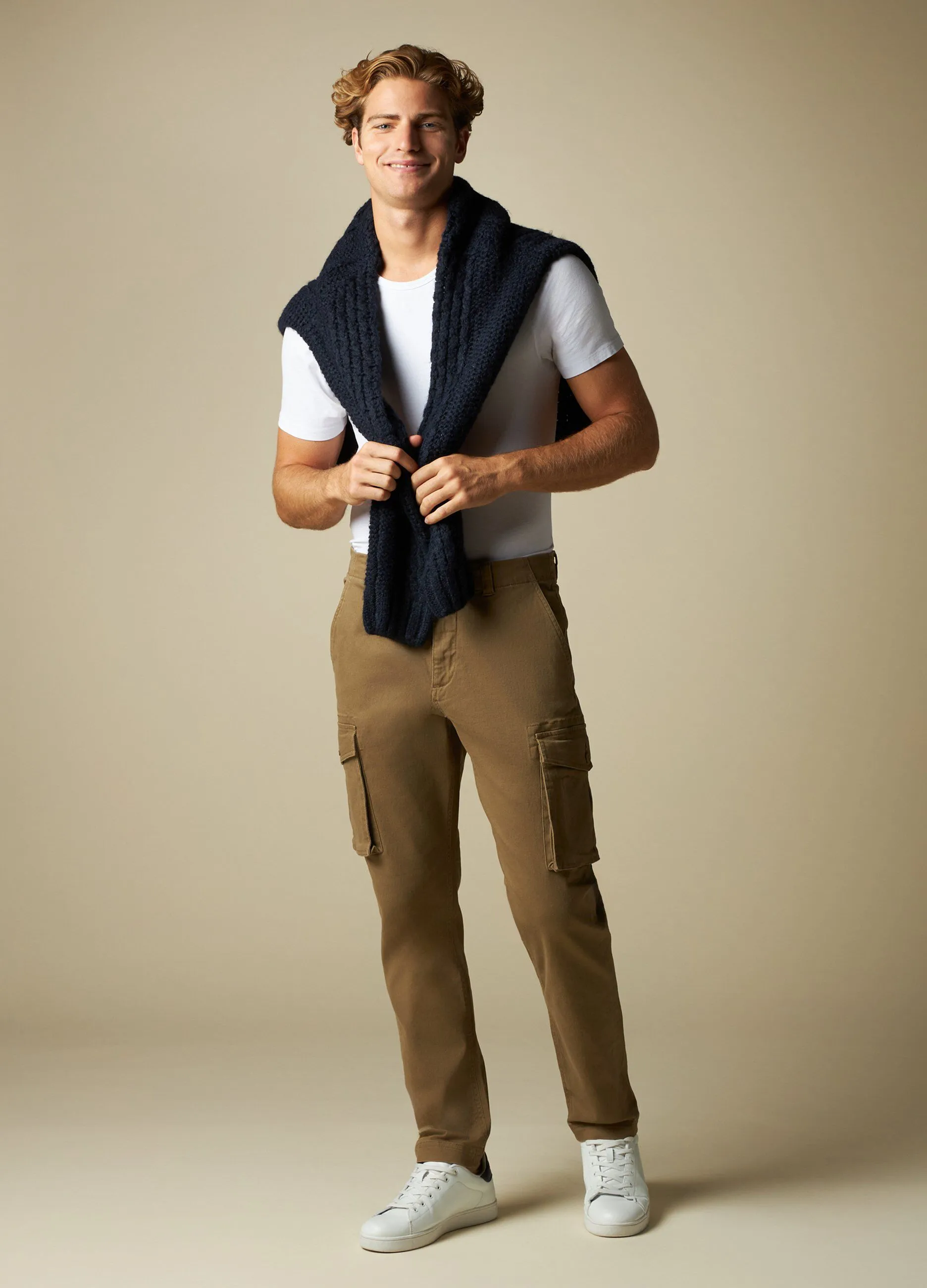 J. HART & BROS  Pantaloni cargo in cotone stretch uomo