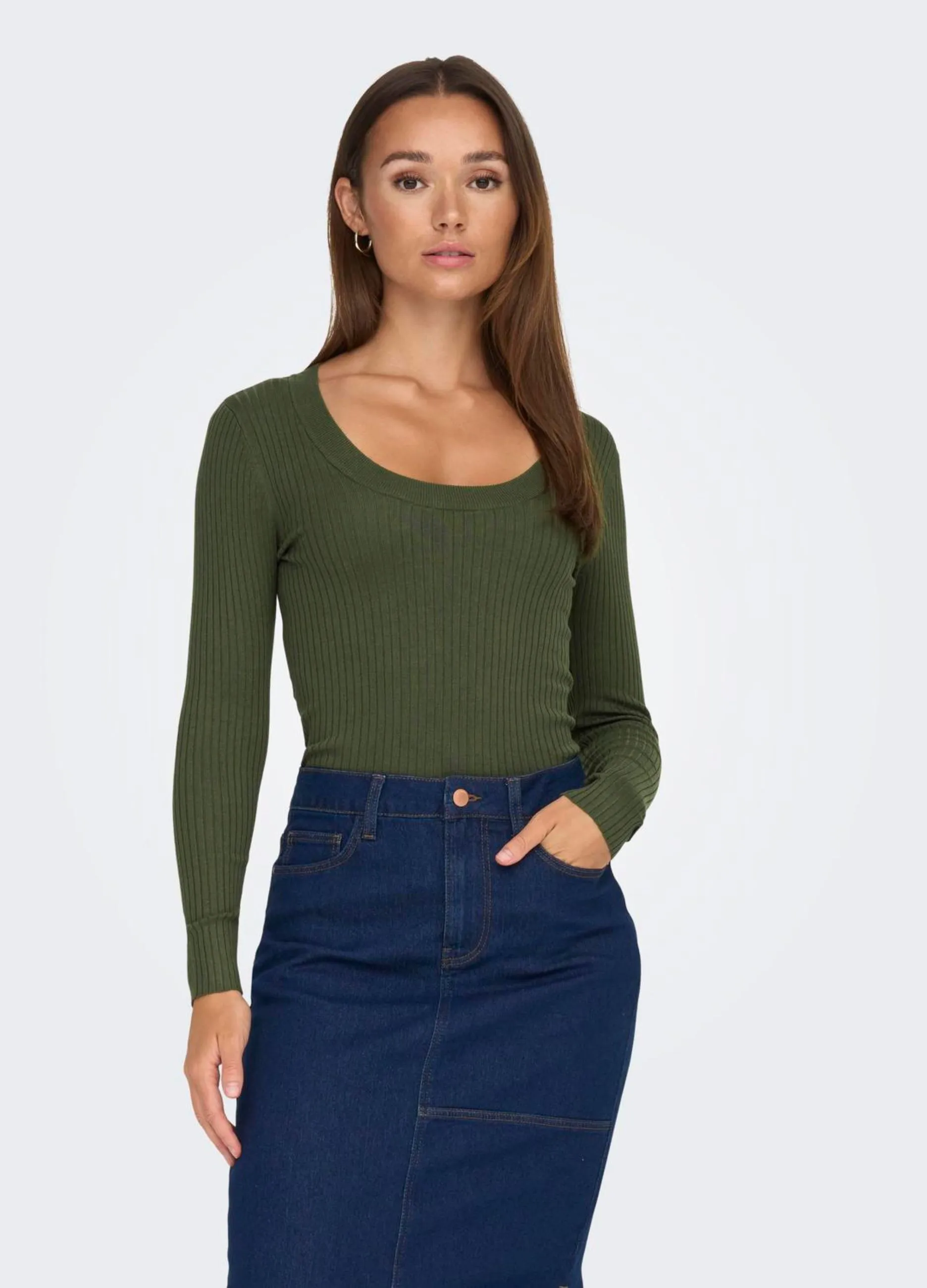 JDY  Pullover a maniche lunghe con scollo a U