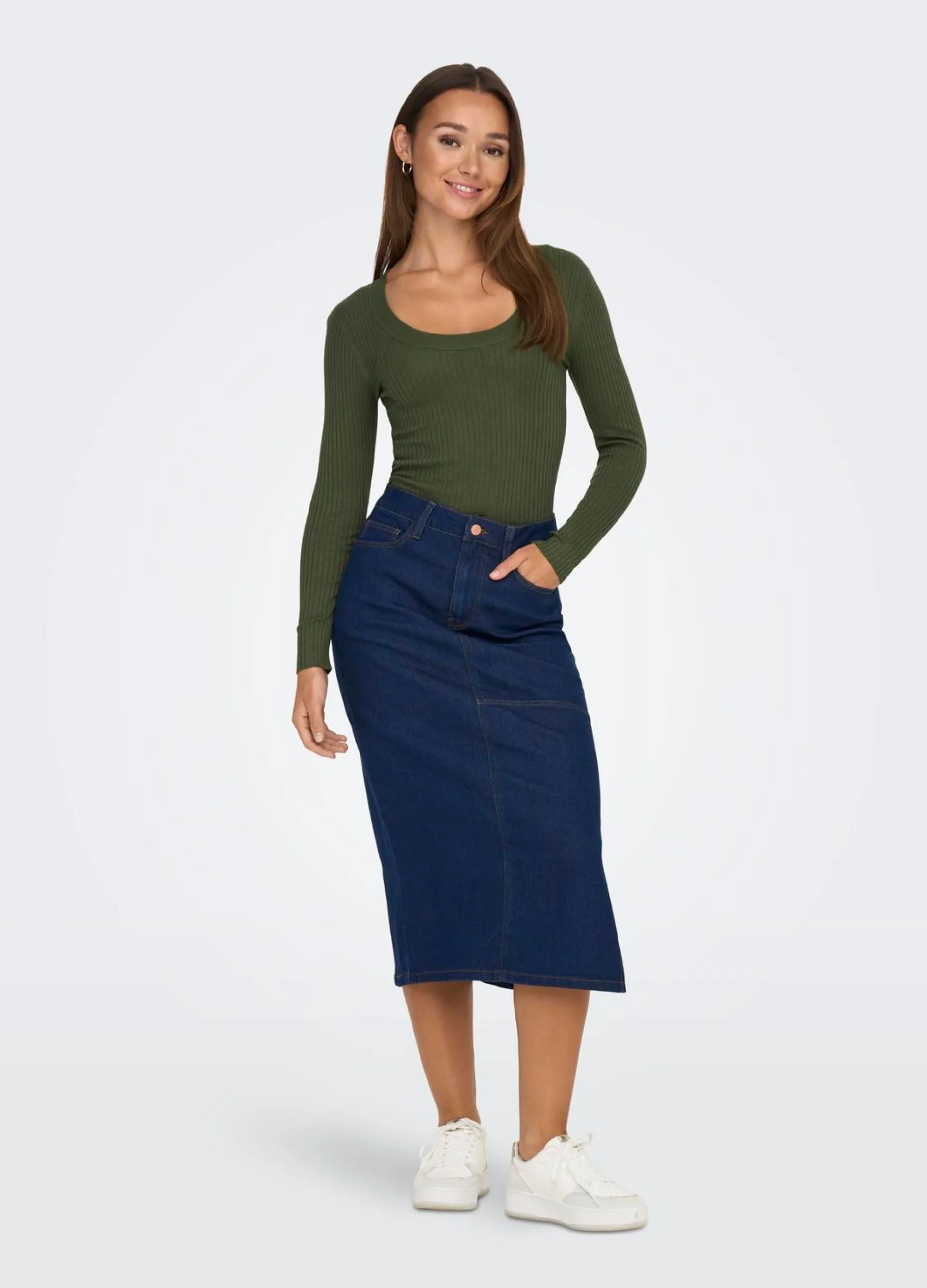 JDY  Pullover a maniche lunghe con scollo a U
