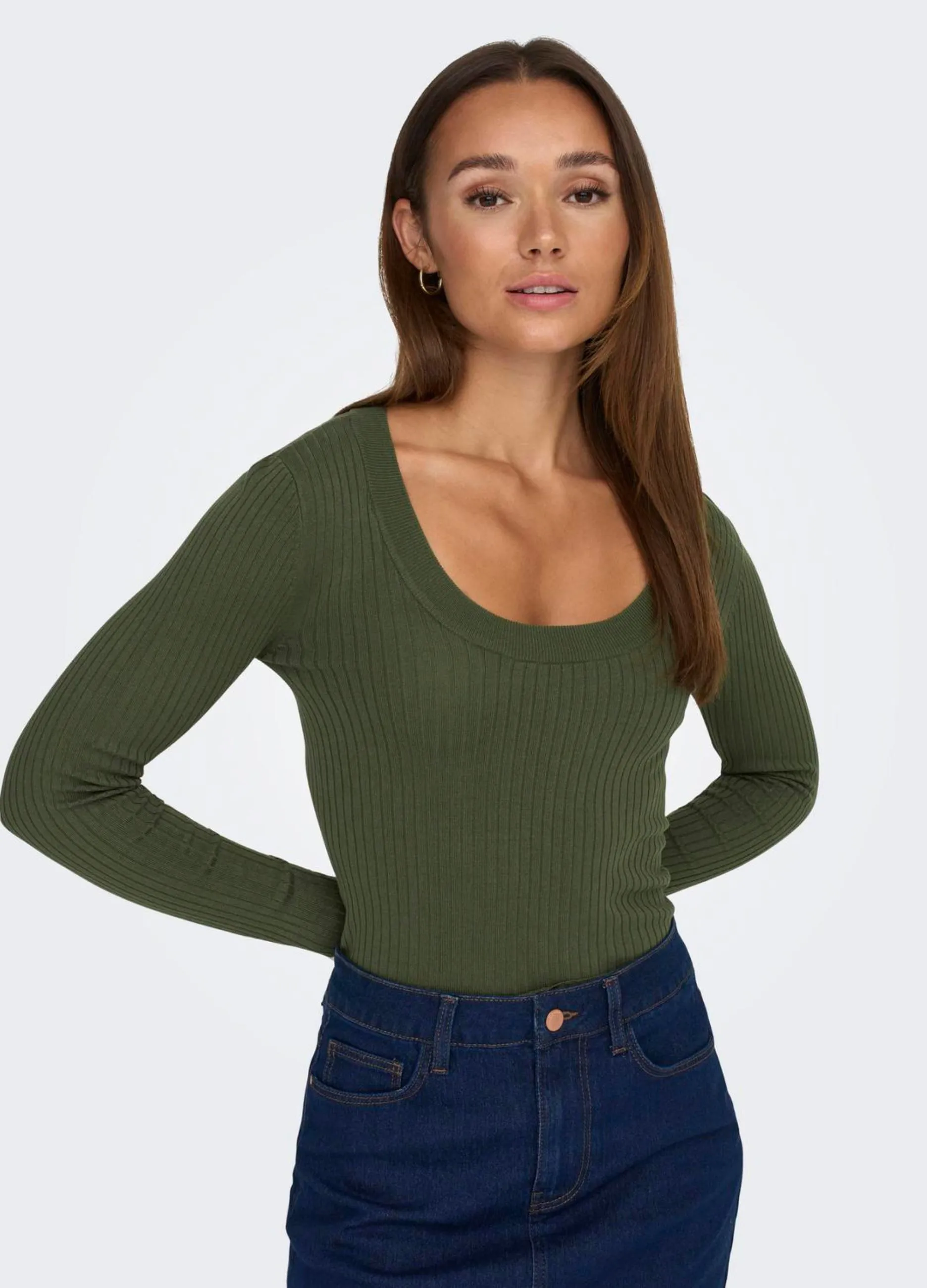 JDY  Pullover a maniche lunghe con scollo a U