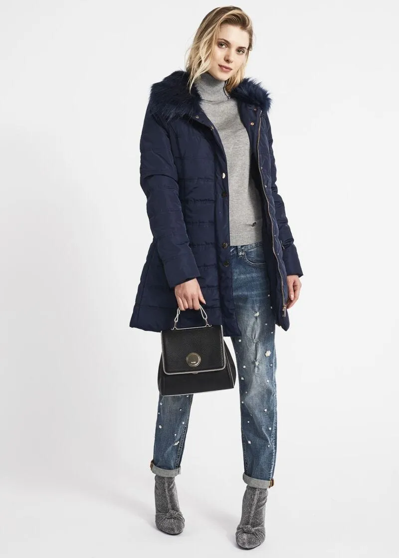 Jeans girlfriend con strass e perline