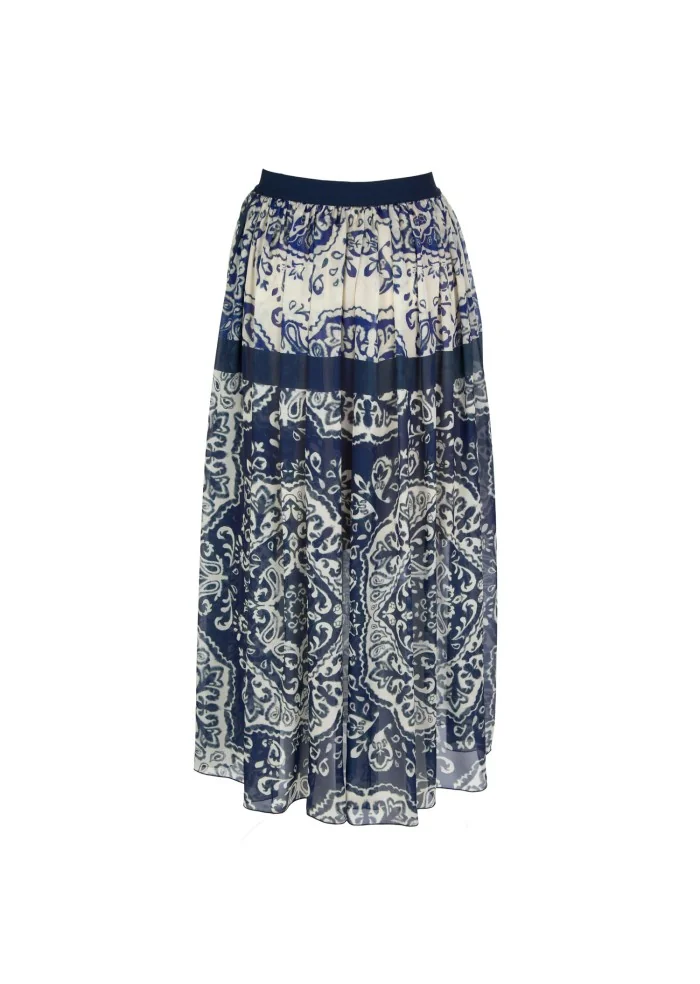 KARTIKA | GONNA STAMPA PAISLEY BLU BIANCO