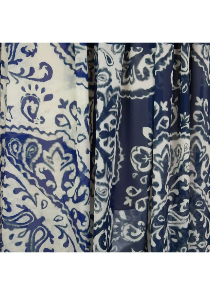 KARTIKA | GONNA STAMPA PAISLEY BLU BIANCO
