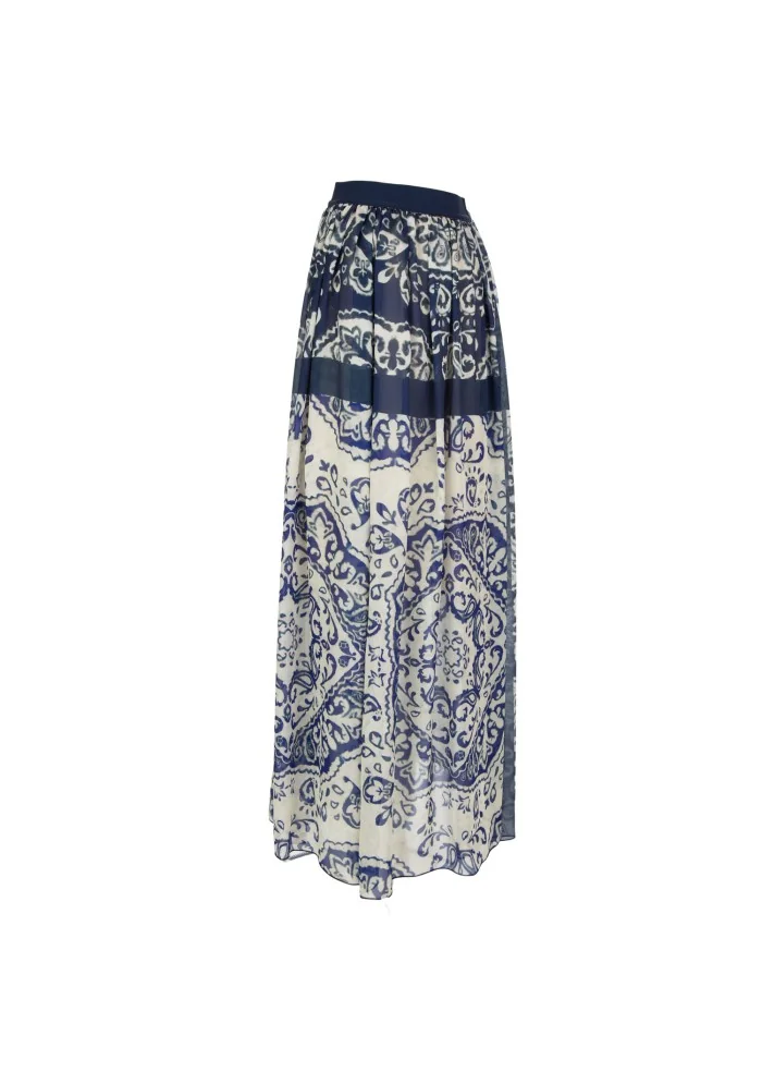 KARTIKA | GONNA STAMPA PAISLEY BLU BIANCO
