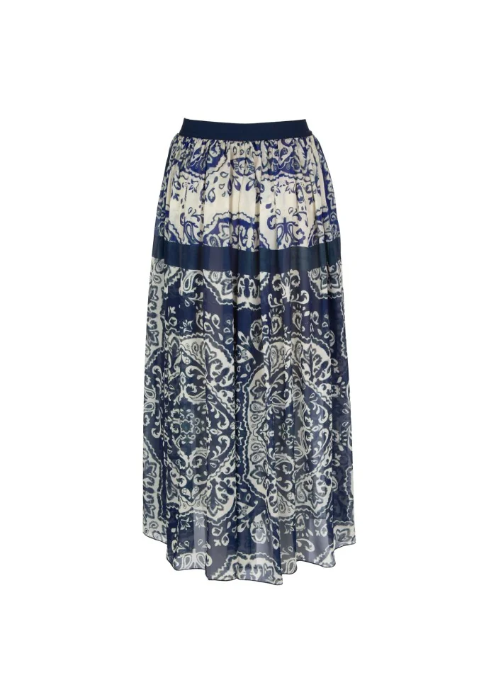 KARTIKA | GONNA STAMPA PAISLEY BLU BIANCO