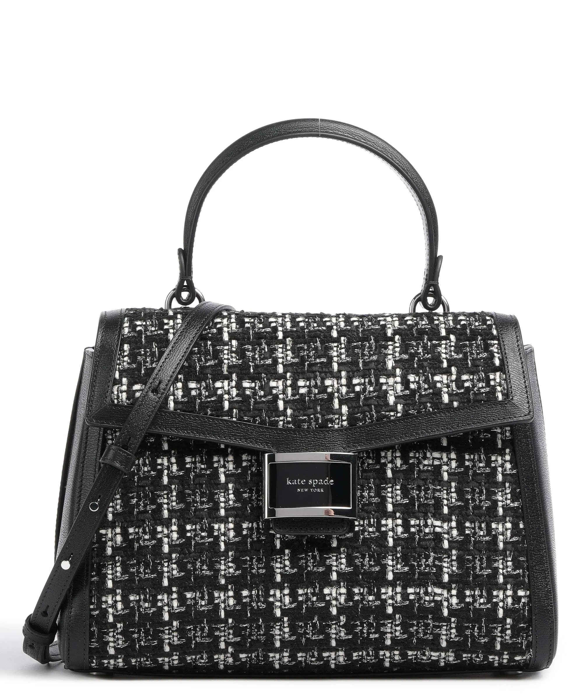  Kate Spade New York Katy Borsa a mano pelle di vacchetta finemente grana, tissu nero  