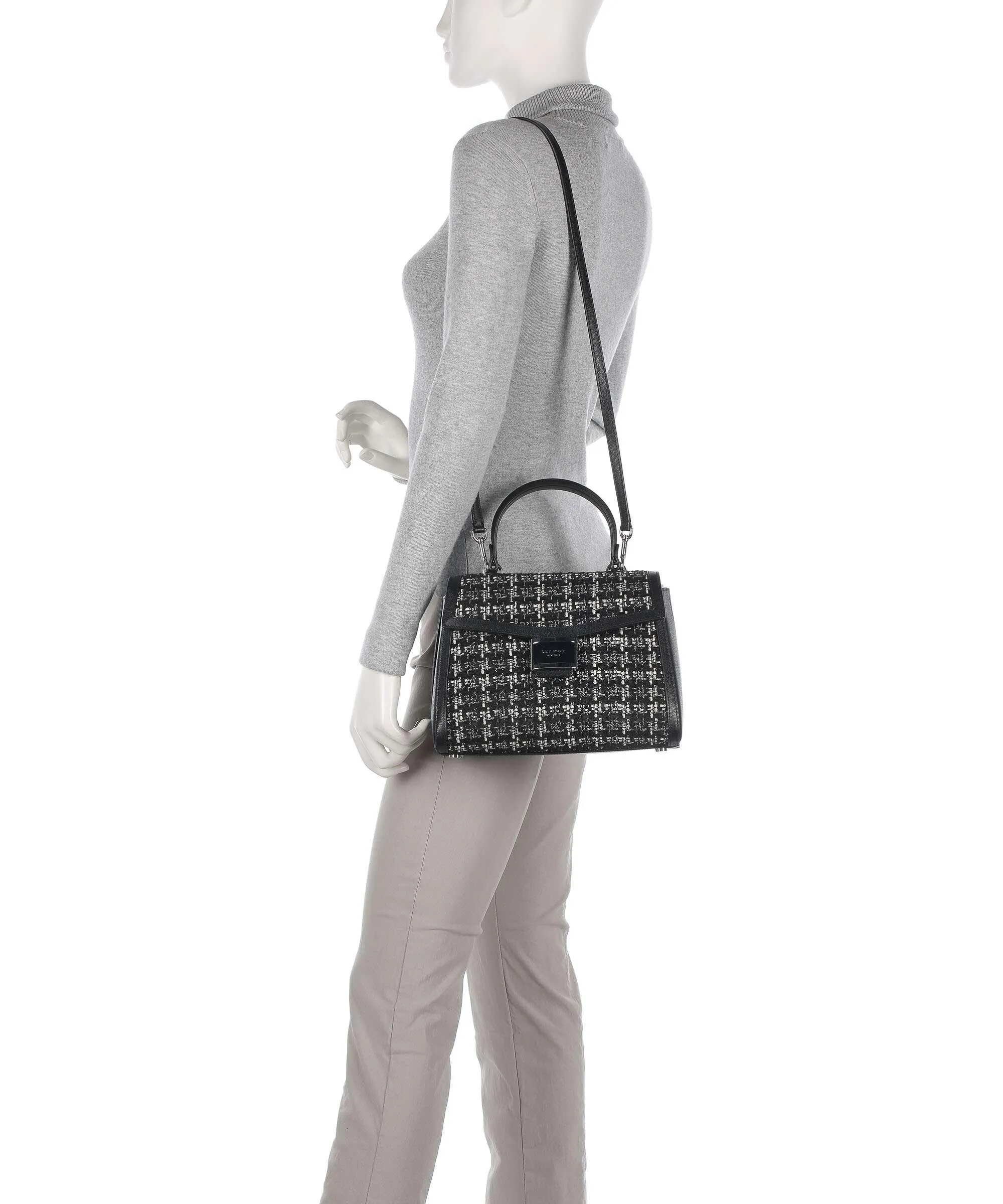  Kate Spade New York Katy Borsa a mano pelle di vacchetta finemente grana, tissu nero  