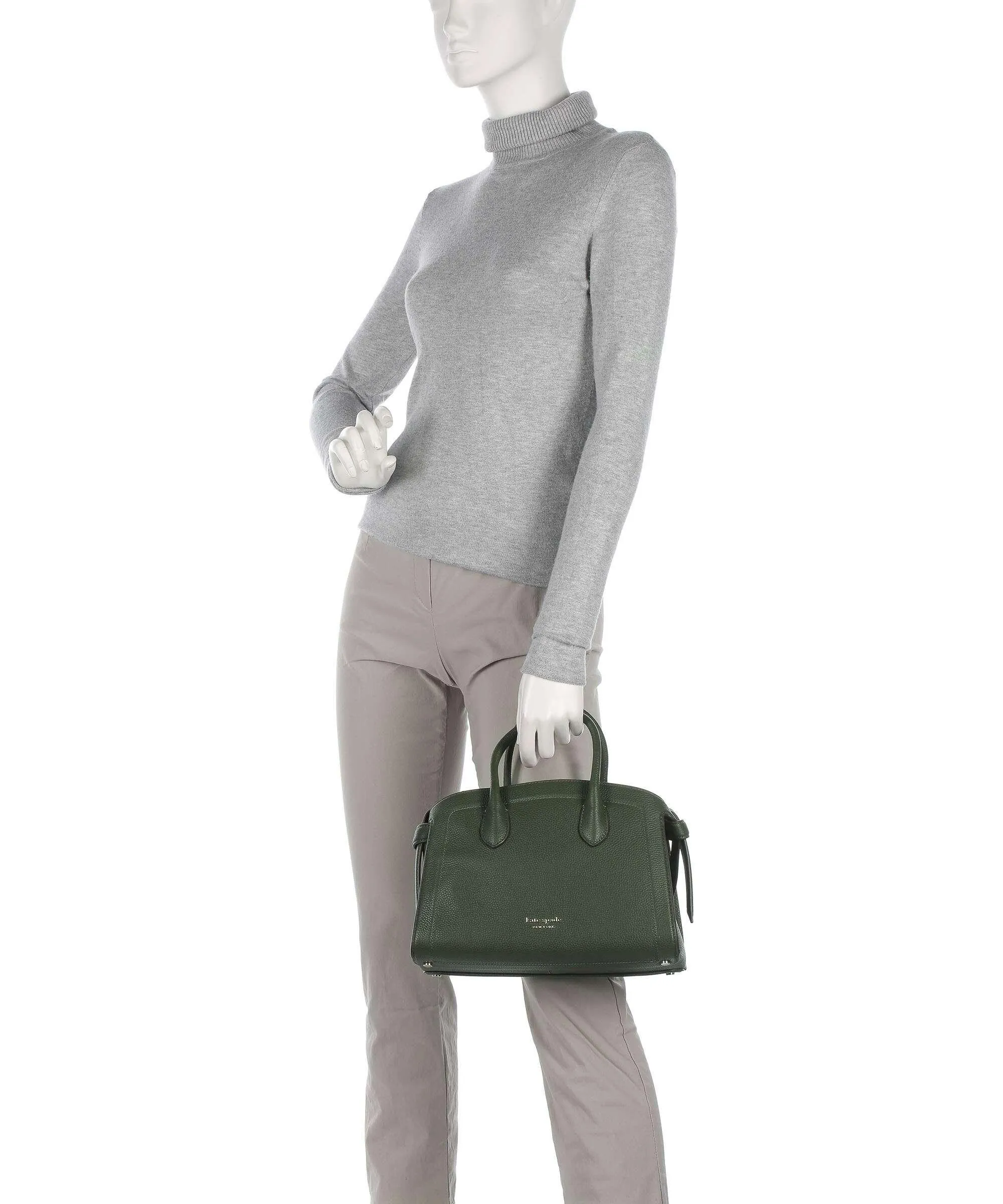  Kate Spade New York Knott Borsa a mano pelle granulata verde scuro  