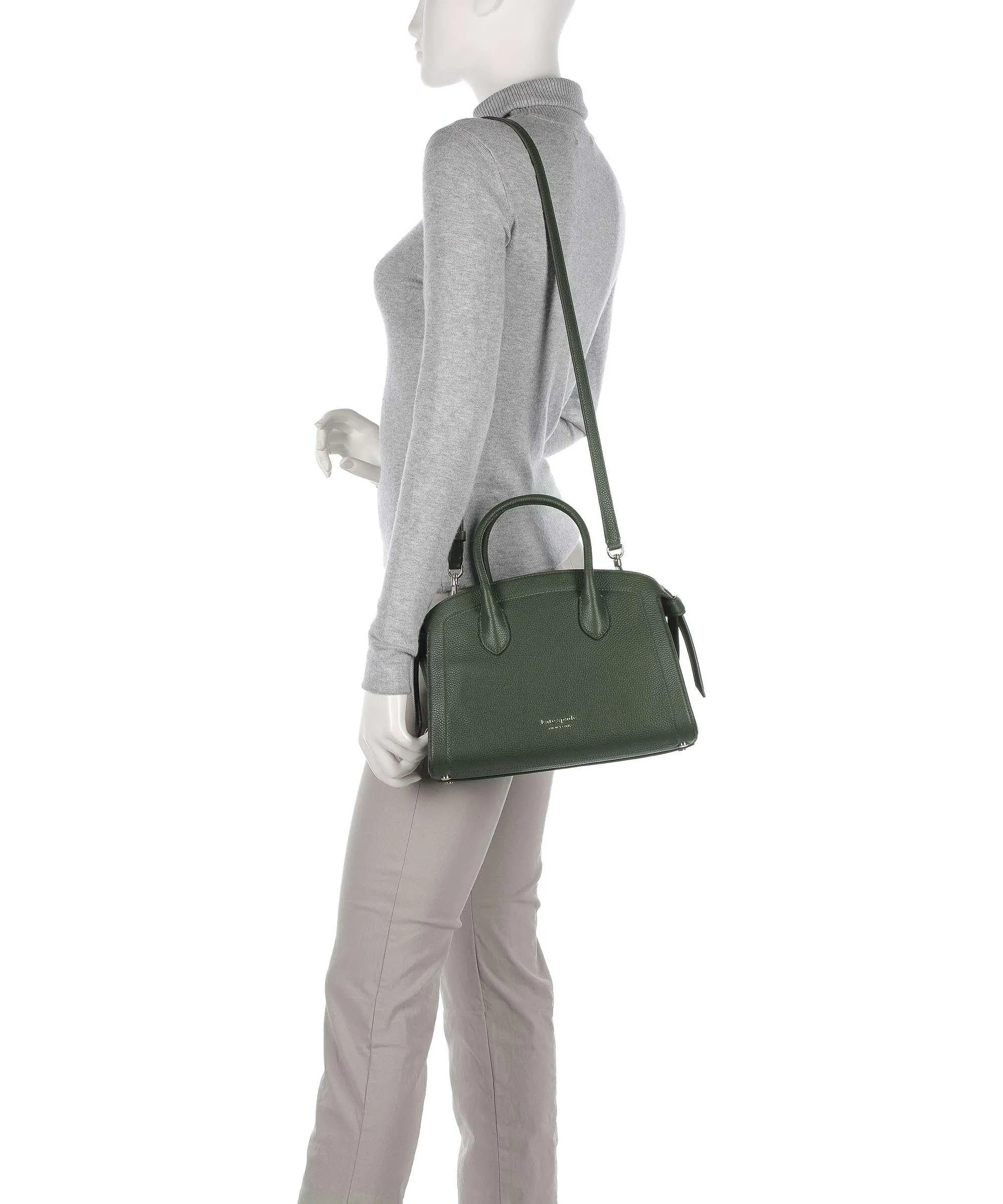  Kate Spade New York Knott Borsa a mano pelle granulata verde scuro  