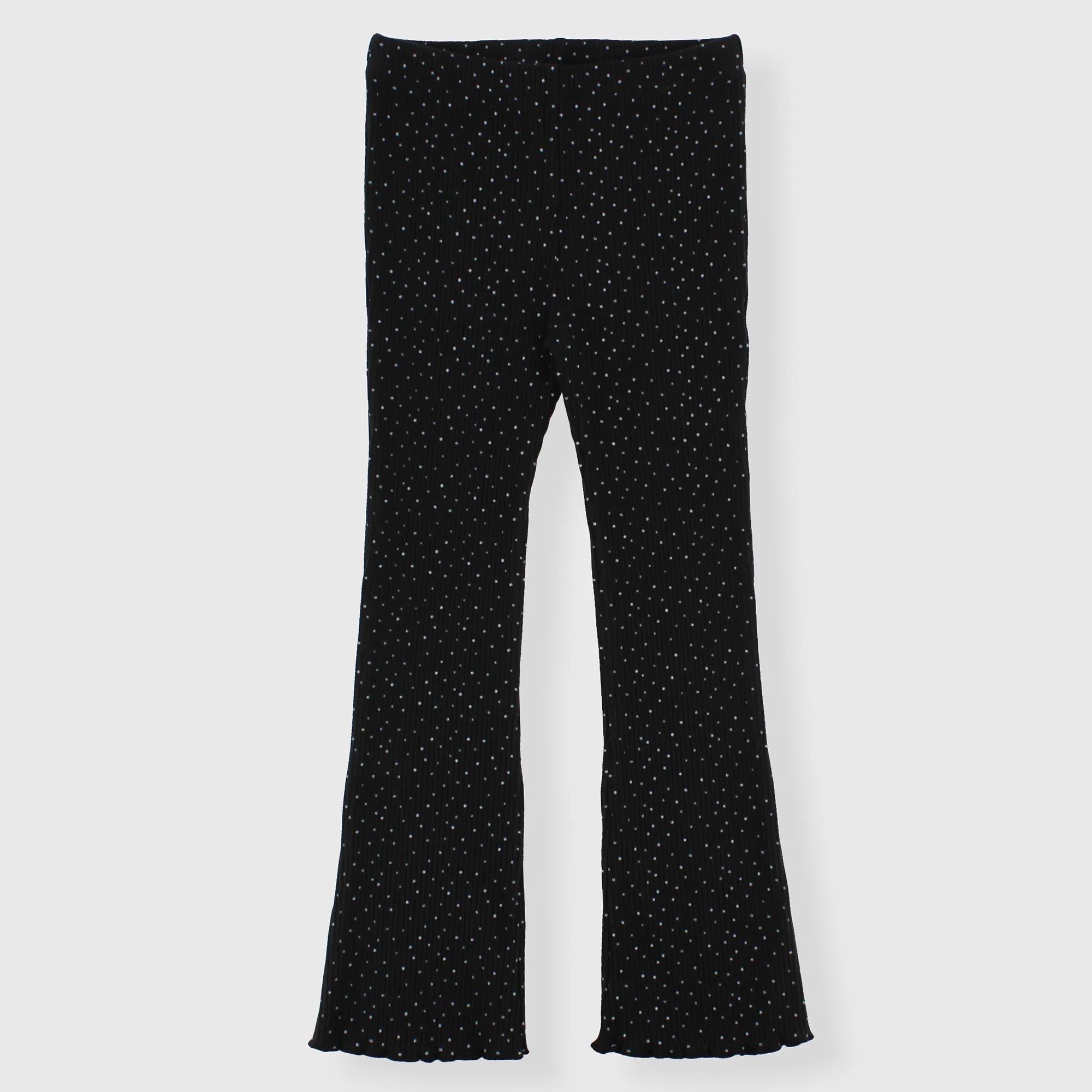 Leggings in costina da bambina, NERO            