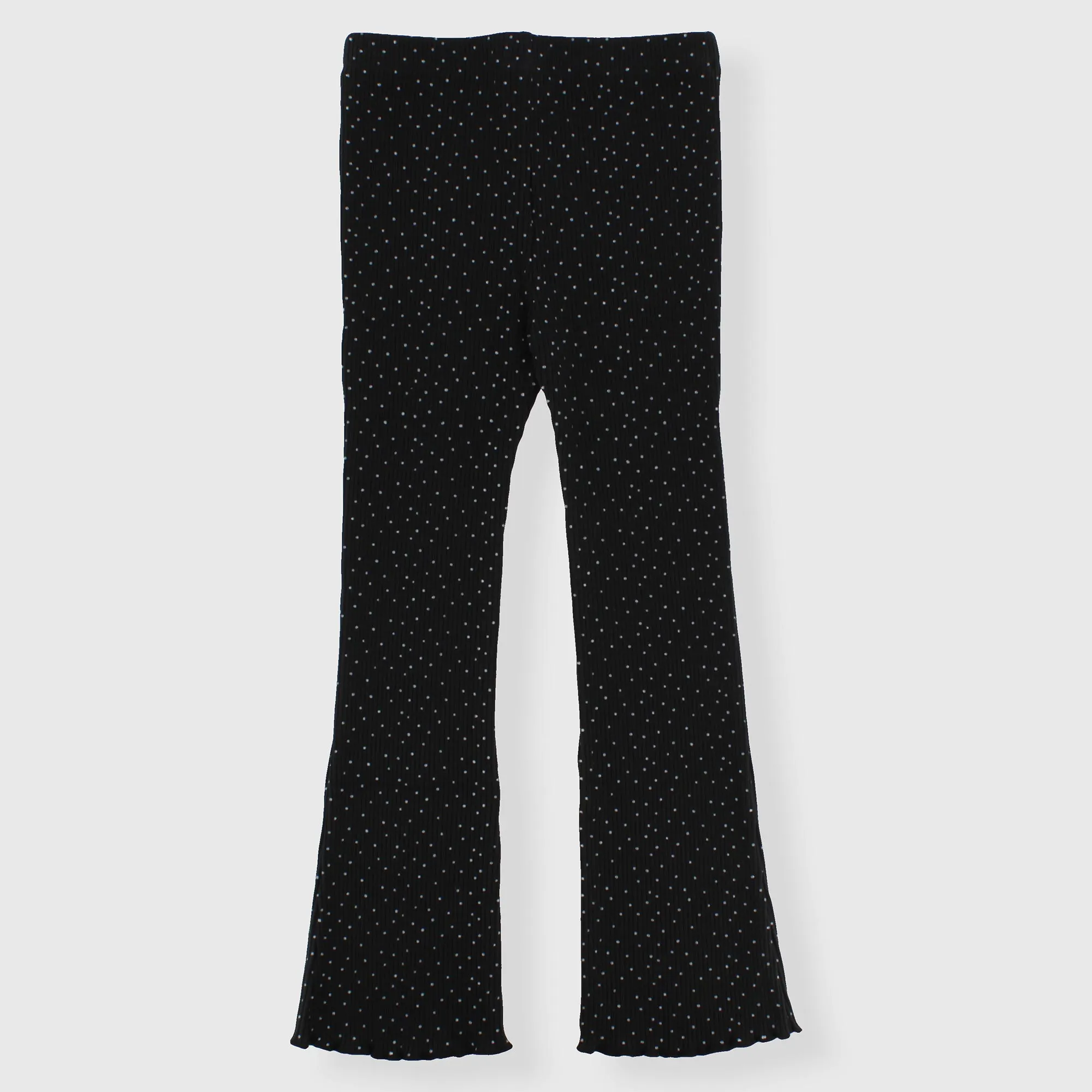 Leggings in costina da bambina, NERO            