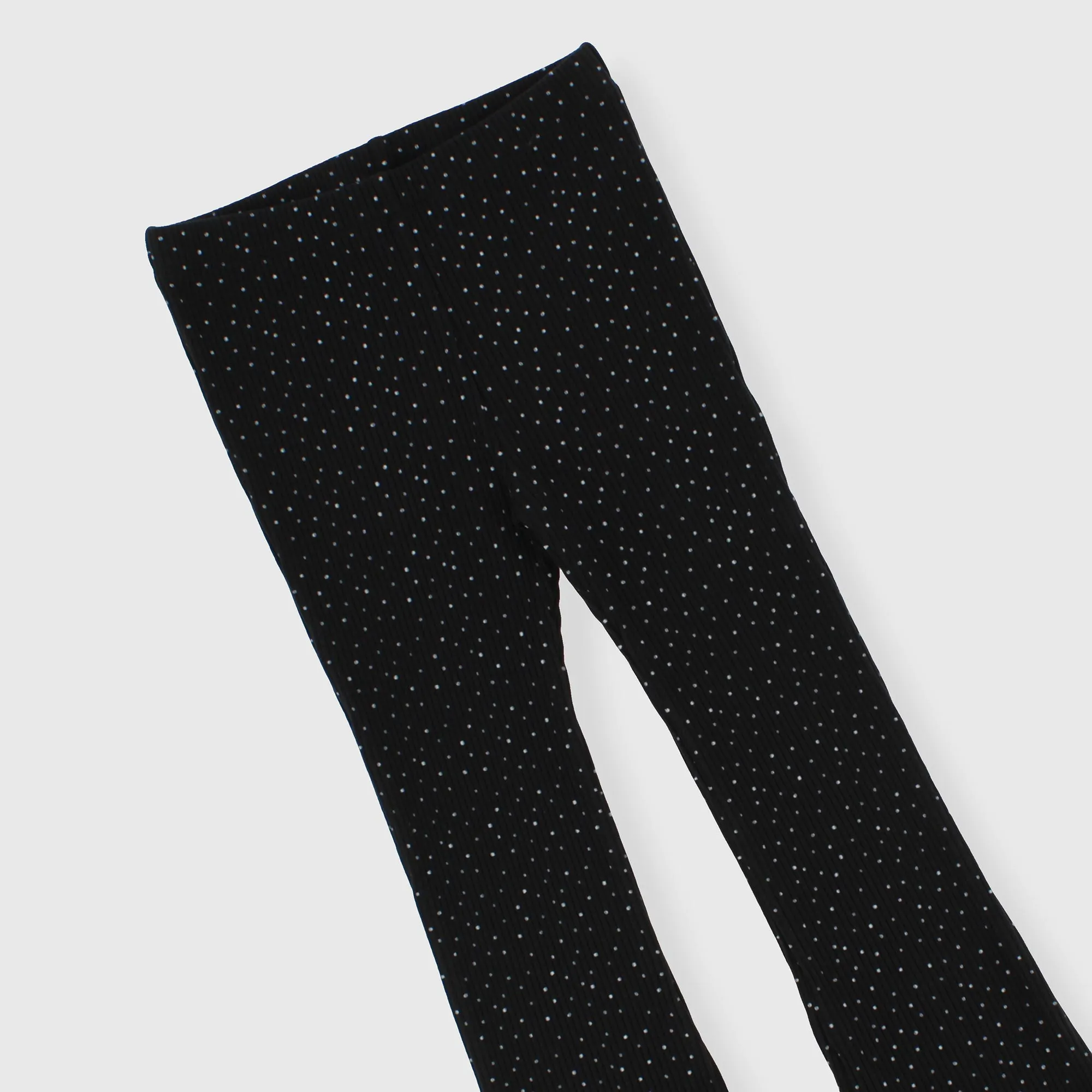 Leggings in costina da bambina, NERO            