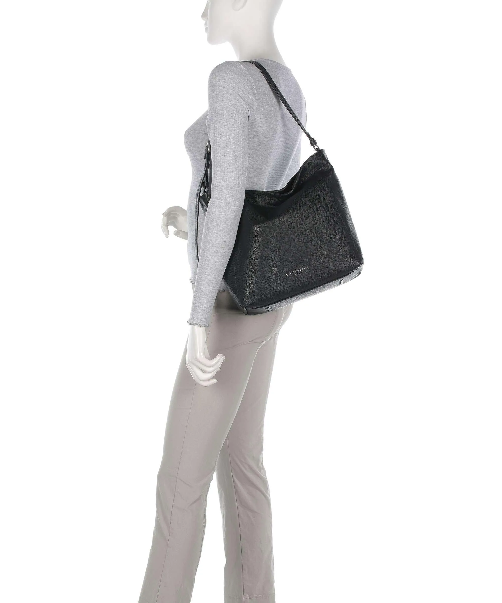  Liebeskind Chudy Small Pebble M Borsa hobo pelle di vacchetta grana nero  