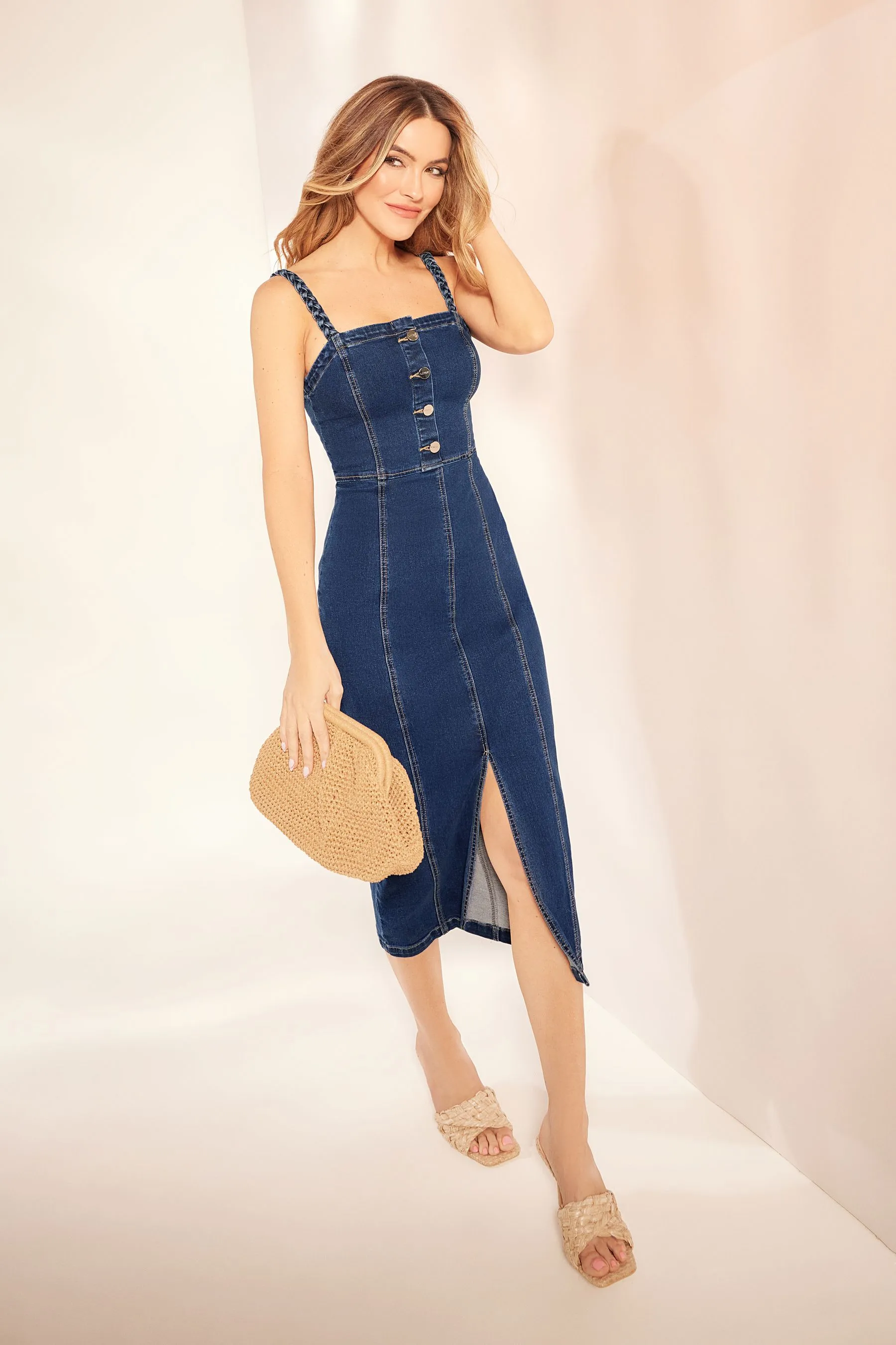 Lipsy - Abito midi estivo a Denim intrecciato