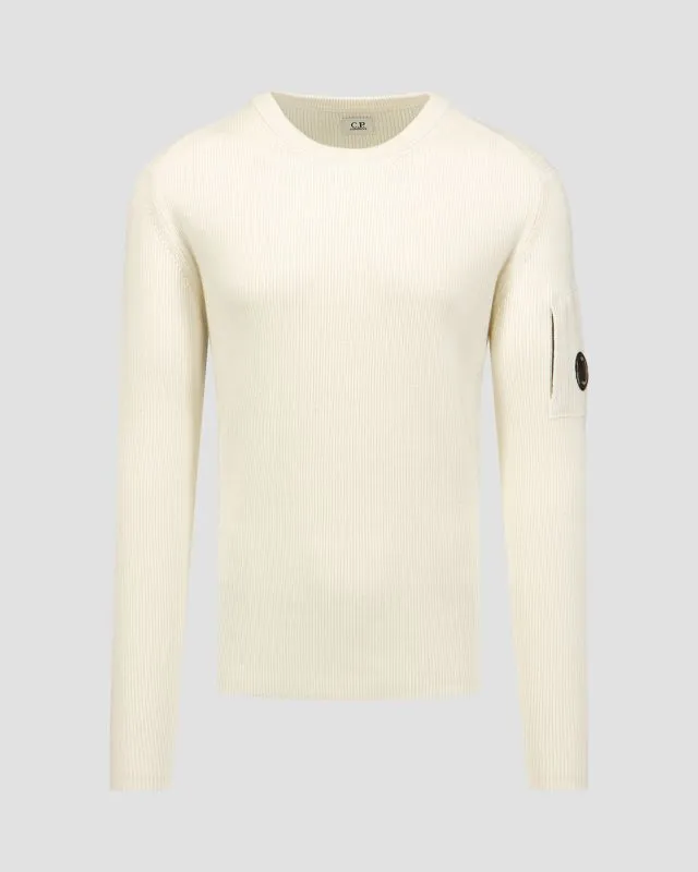 Maglione bianco in lana da uomo C.P. Company