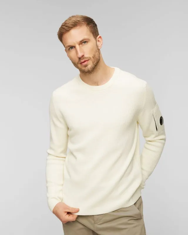 Maglione bianco in lana da uomo C.P. Company