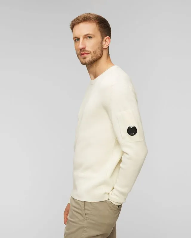 Maglione bianco in lana da uomo C.P. Company
