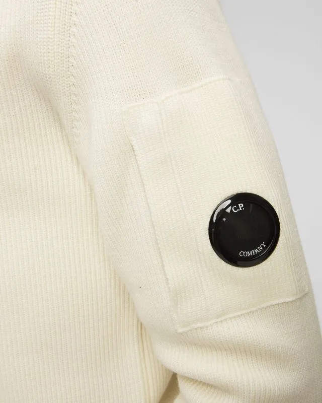 Maglione bianco in lana da uomo C.P. Company