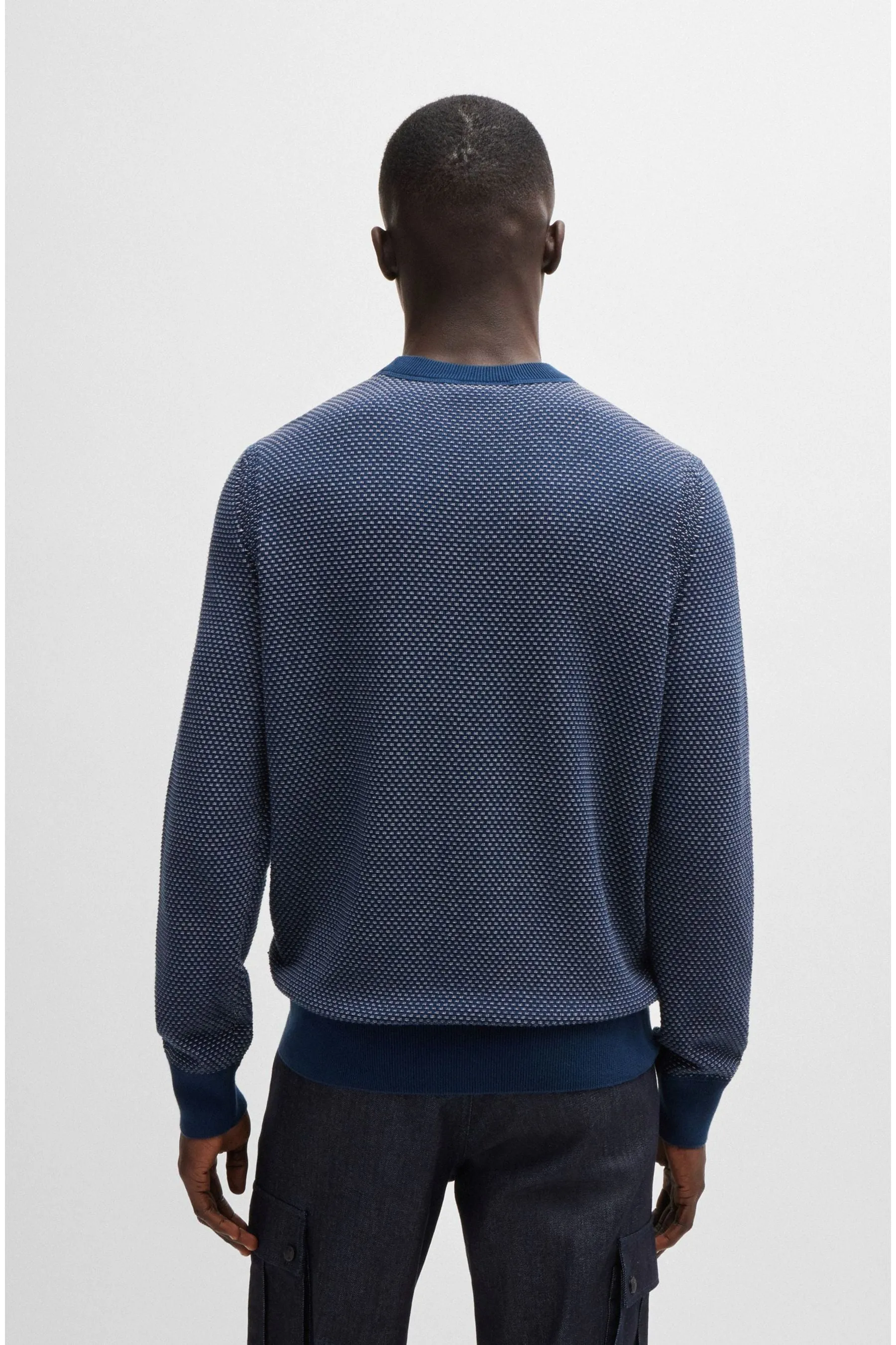 Maglione BOSS in misto cotone bicolore con struttura    