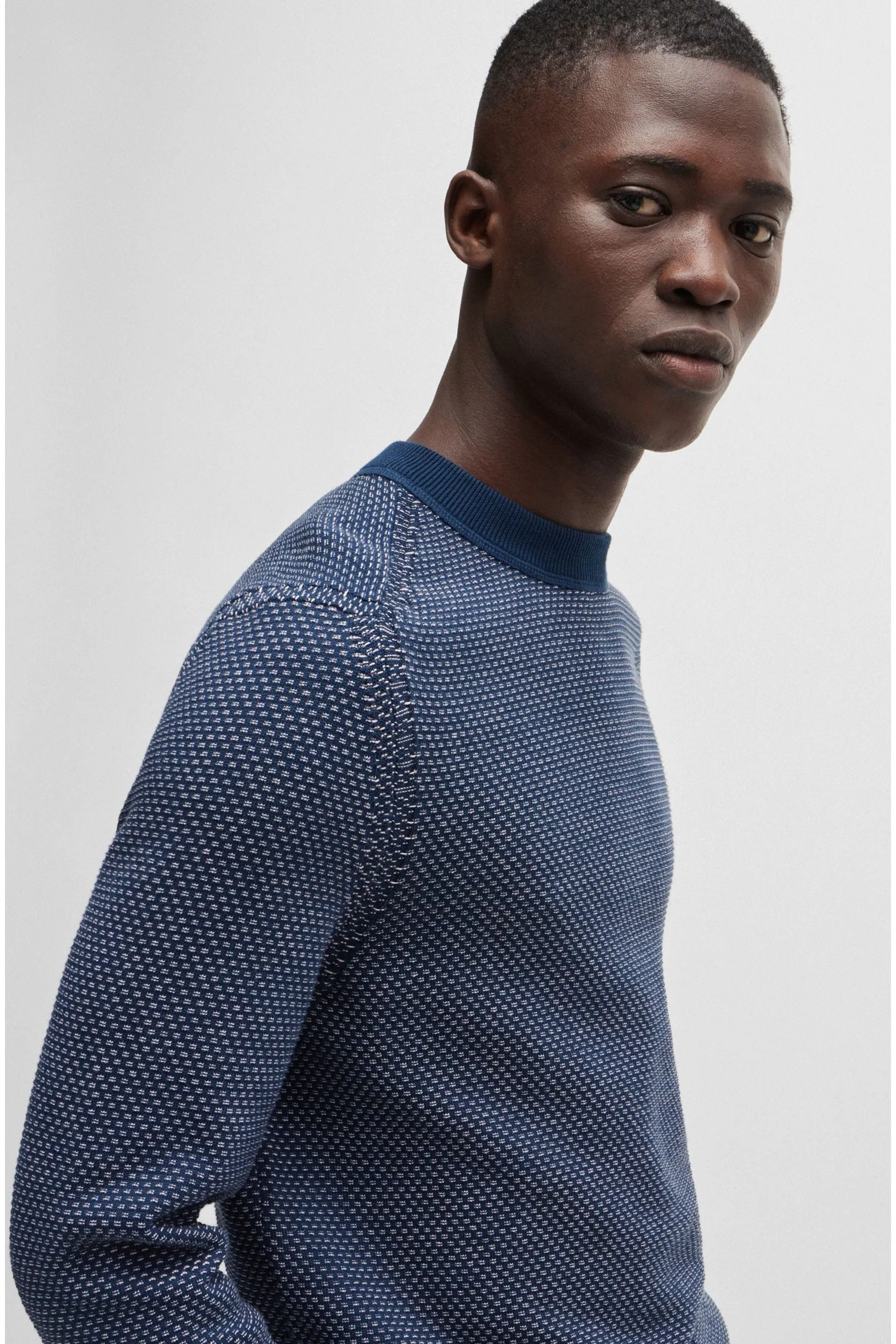 Maglione BOSS in misto cotone bicolore con struttura    