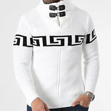 Maglione con colletto amplificato bianco