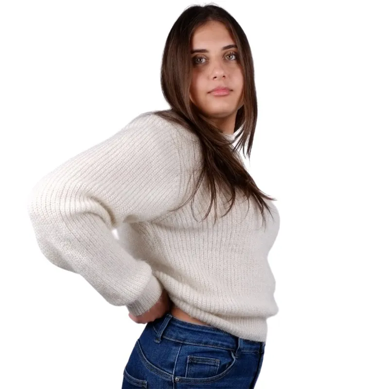 Maglione donna Girocollo tessuto morbidissimo lavorazione a costine