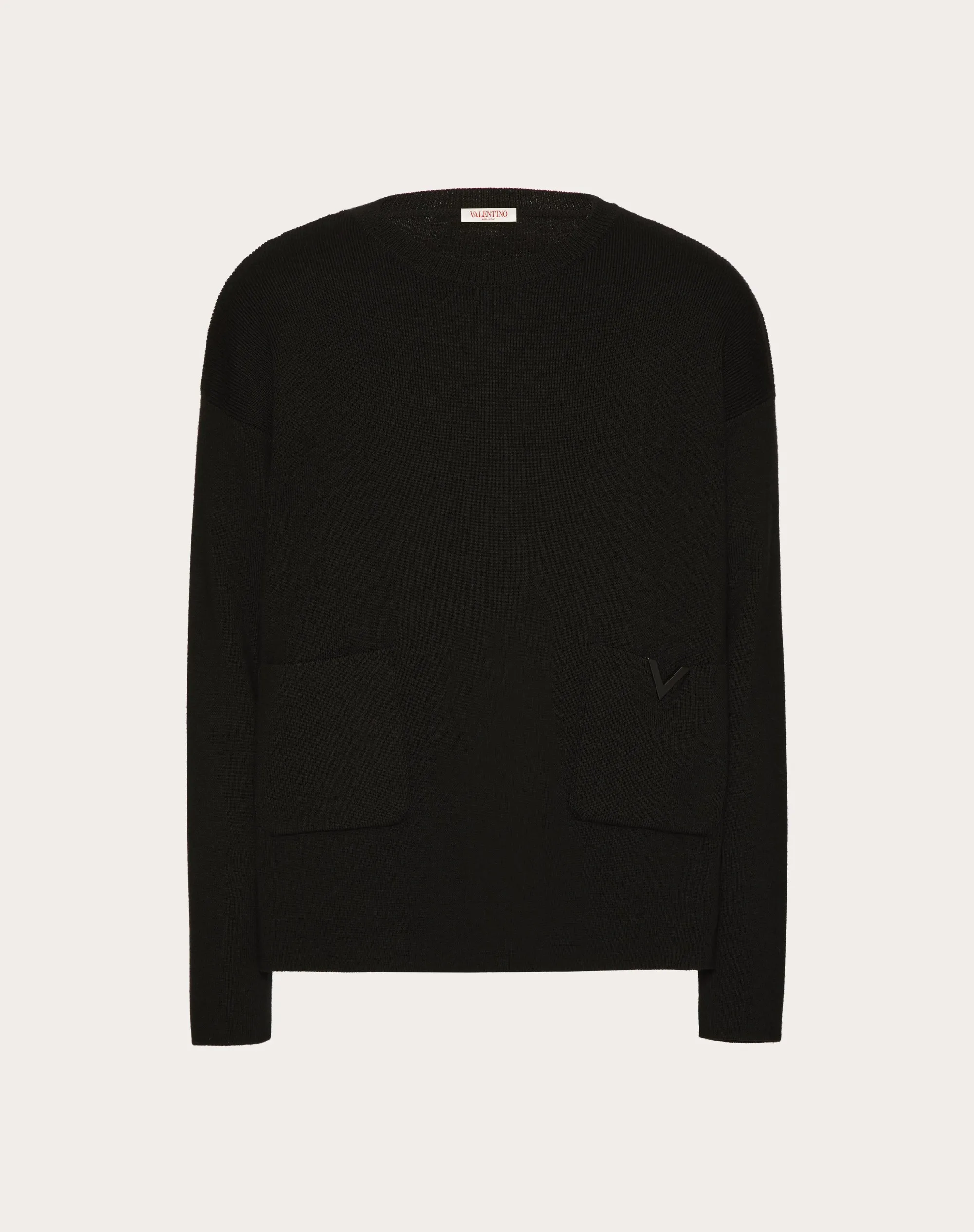 MAGLIONE GIROCOLLO IN LANA CON V DETAIL GOMMATA