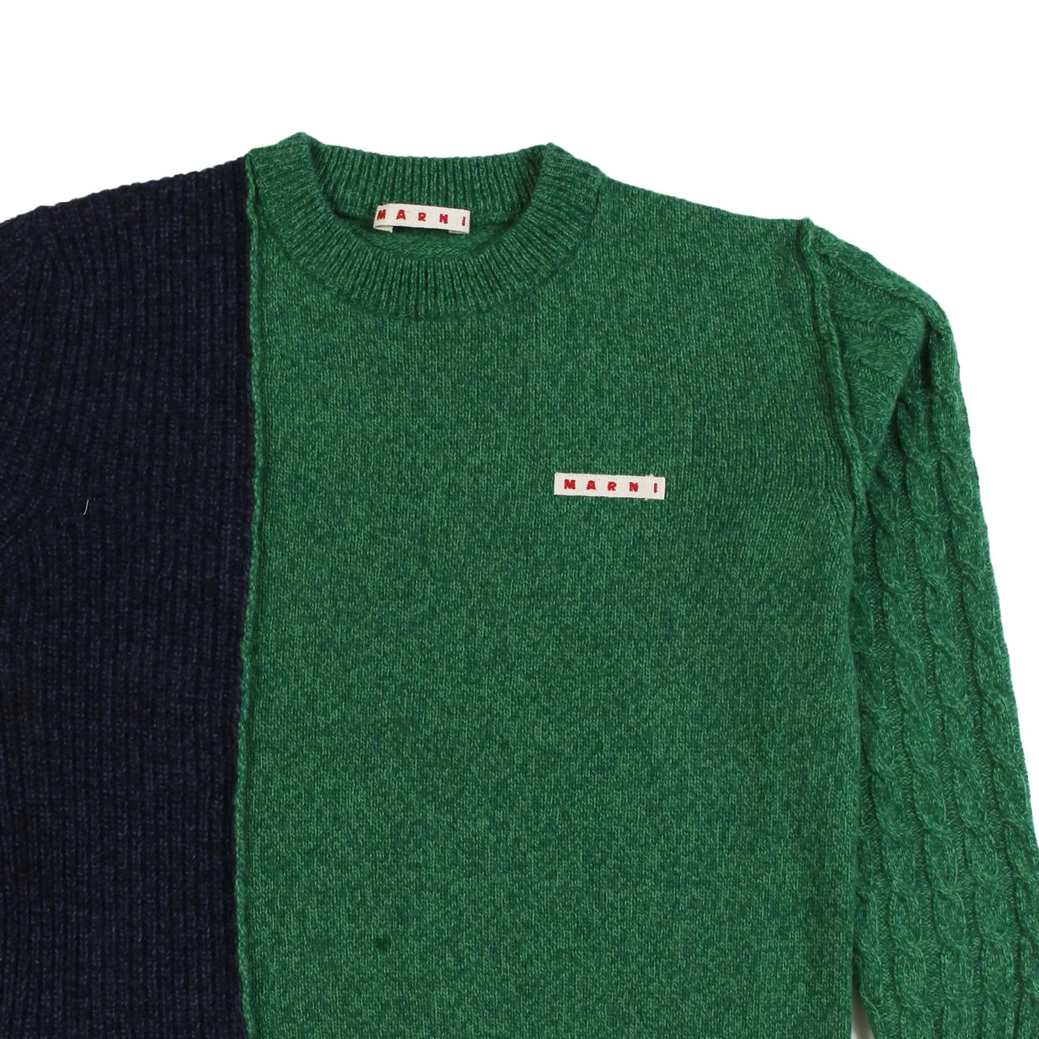 Maglione Melange Verde E Blu Bambina E Ragazza