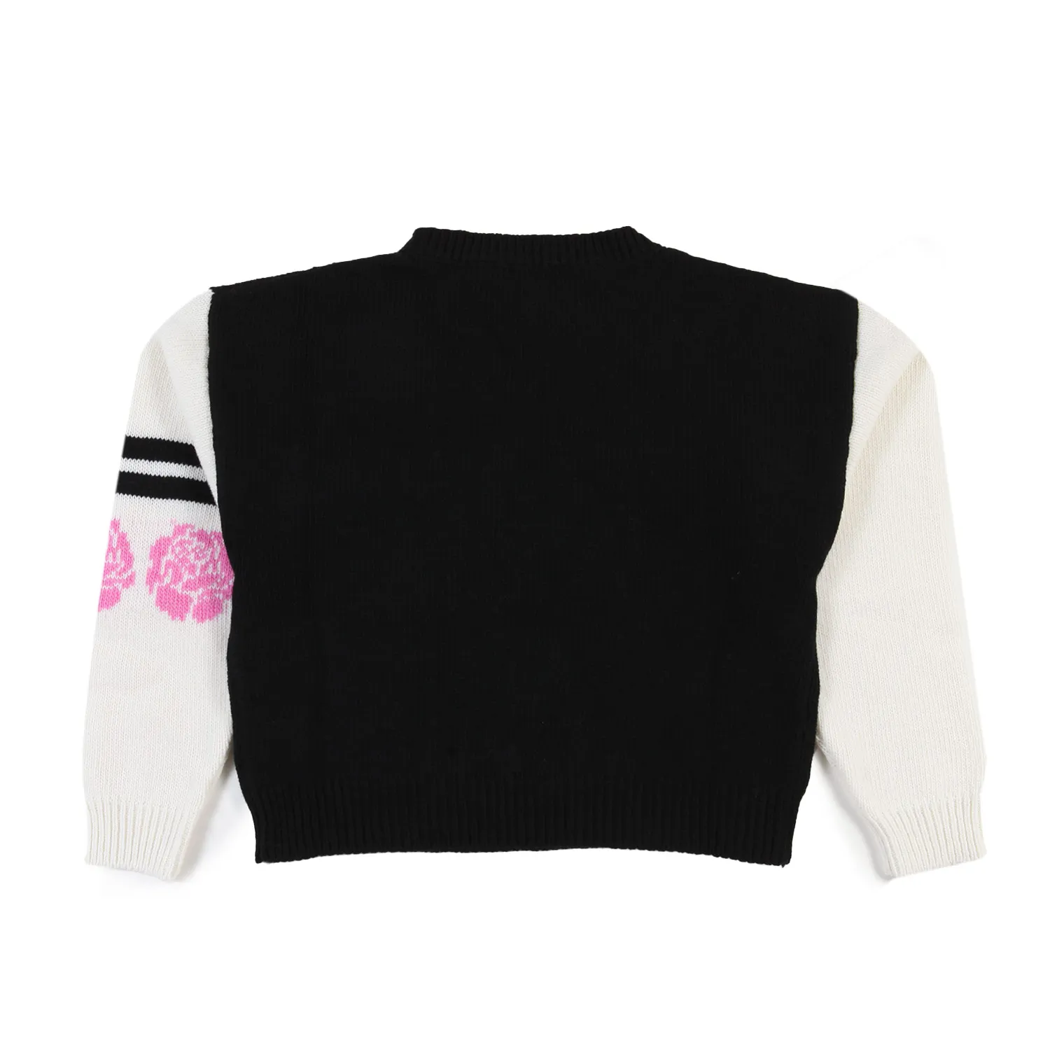 Maglione Monnalisa Nero E Fucsia Con Maniche Panna