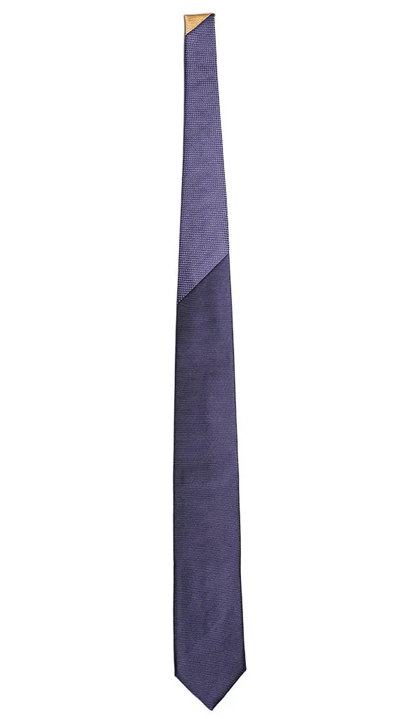 Man Blue Tie Horizontal Tone on Tone Line Blue Contrast Knot Violet White Pattern N634