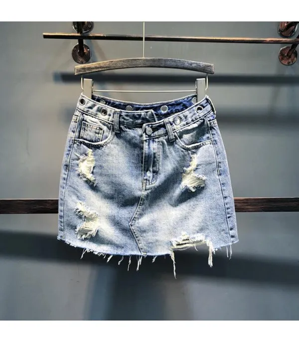 Minigonna denim con occhielli