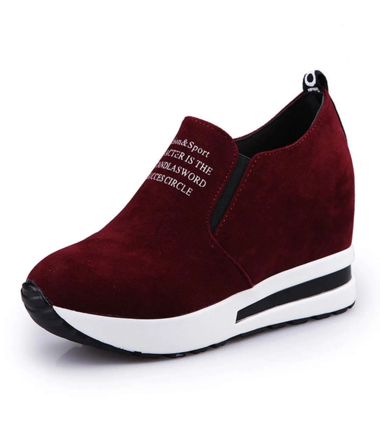 New Flock Scarpe crescenti Tacchi alti Lady Casual Black Women Sneakers Scarpe con plateau per il tempo libero Slip On Altezza t