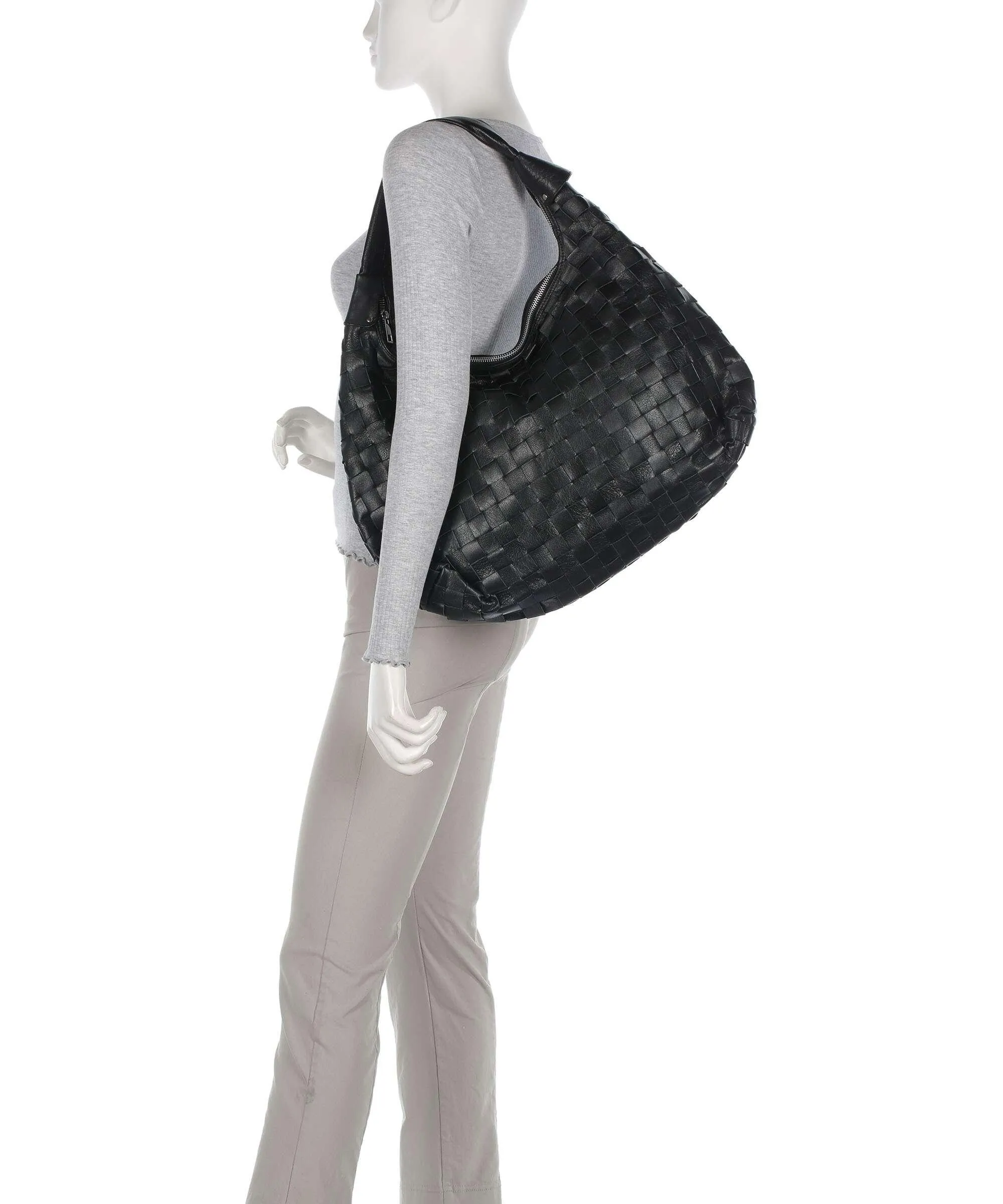  Núnoo Braided Air 1 Dandy Borsa hobo pelle granulata nero  