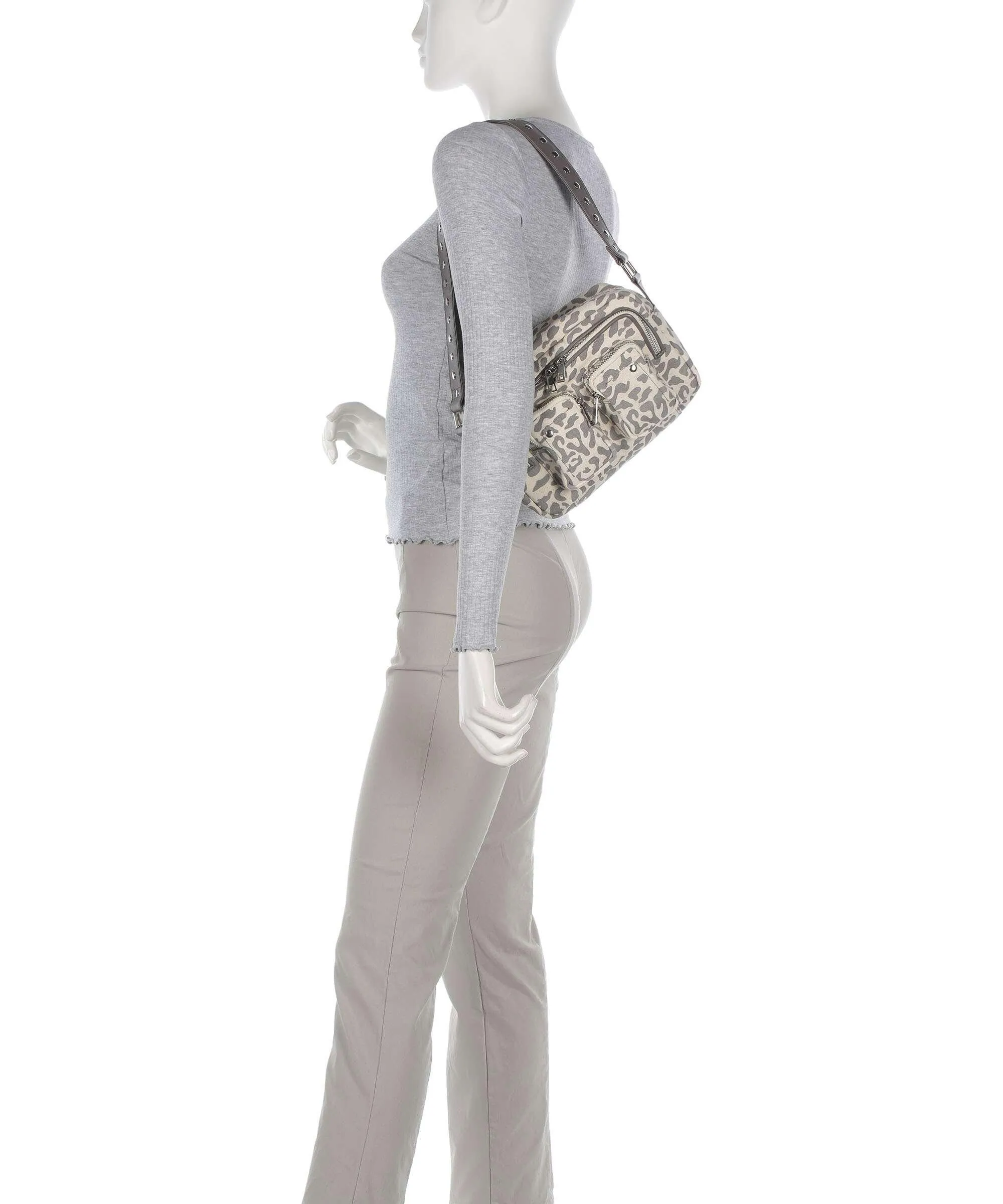  Núnoo Recycled Canvas Ellie Borsa a spalla tela beige/grigio  