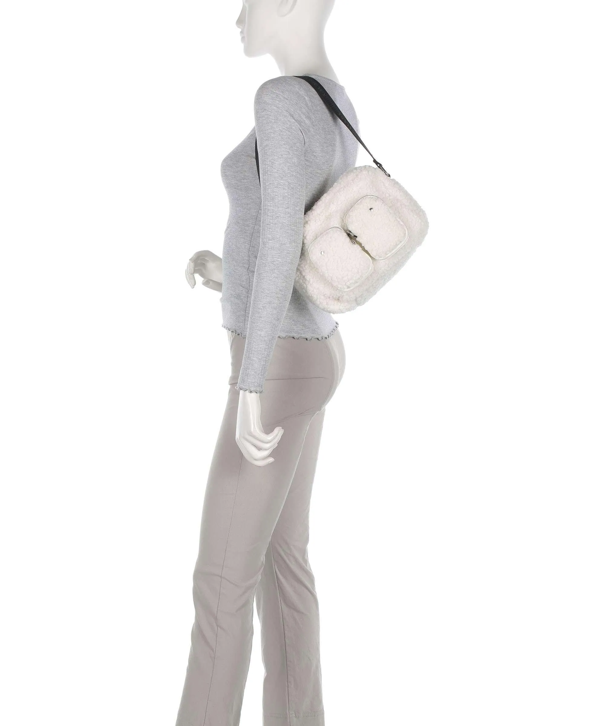  Núnoo Teddy Ellie Borsa a spalla cotone, pelle sintetica bianco  