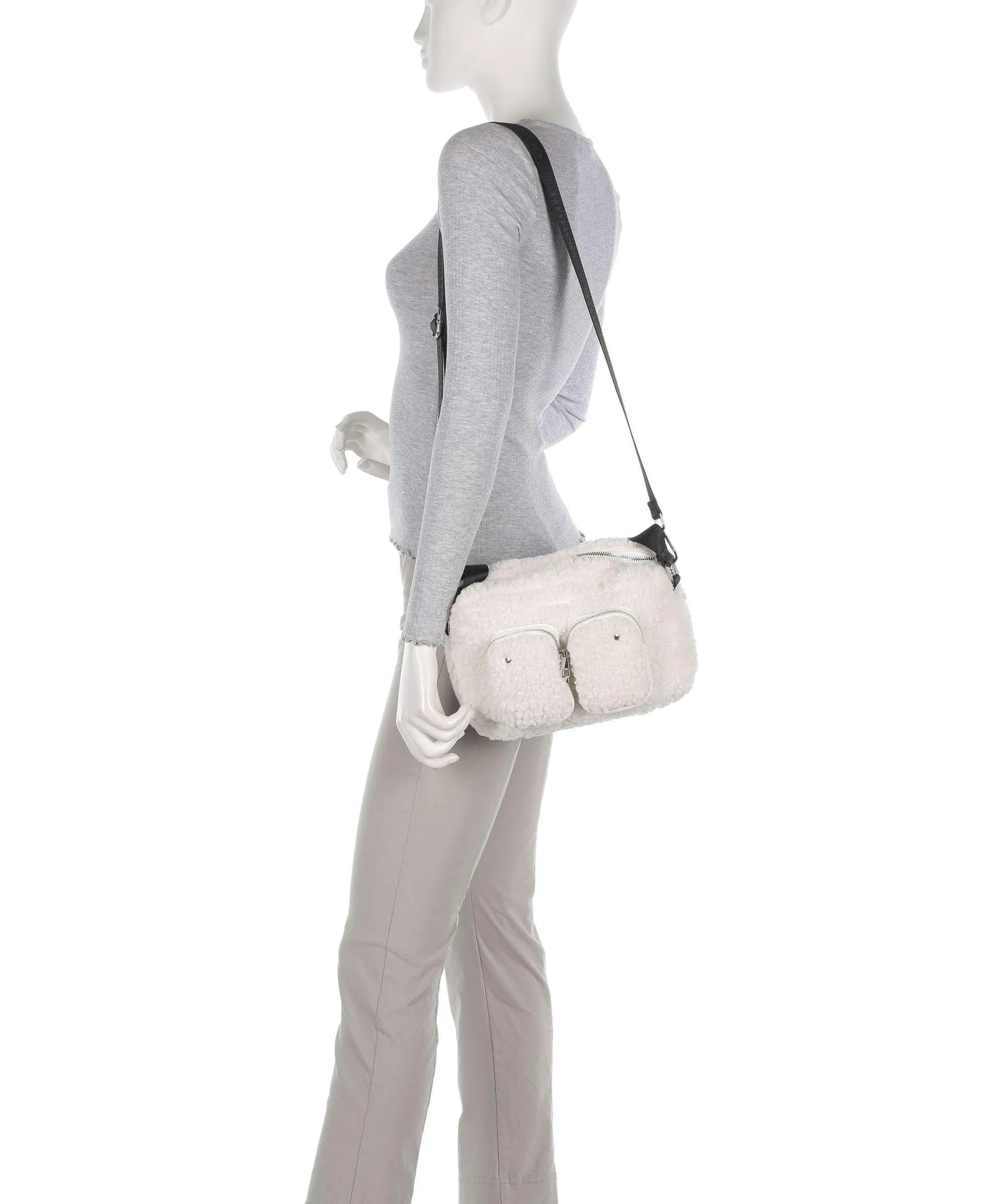  Núnoo Teddy Ellie Borsa a spalla cotone, pelle sintetica bianco  