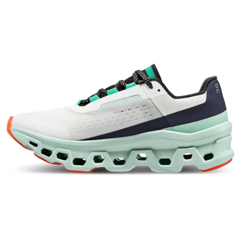 On Cloudmonster Bianco Blu Verde Acqua - Scarpe Running Donna