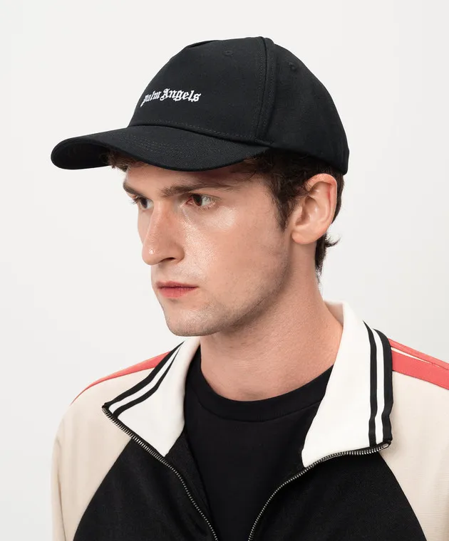 Palm Angels Cappellino nero con ricamo logo a contrasto PMLB094C99FAB001
