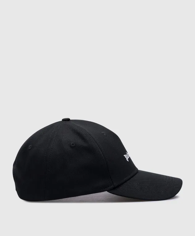 Palm Angels Cappellino nero con ricamo logo a contrasto PMLB094C99FAB001