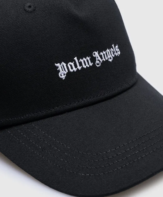 Palm Angels Cappellino nero con ricamo logo a contrasto PMLB094C99FAB001