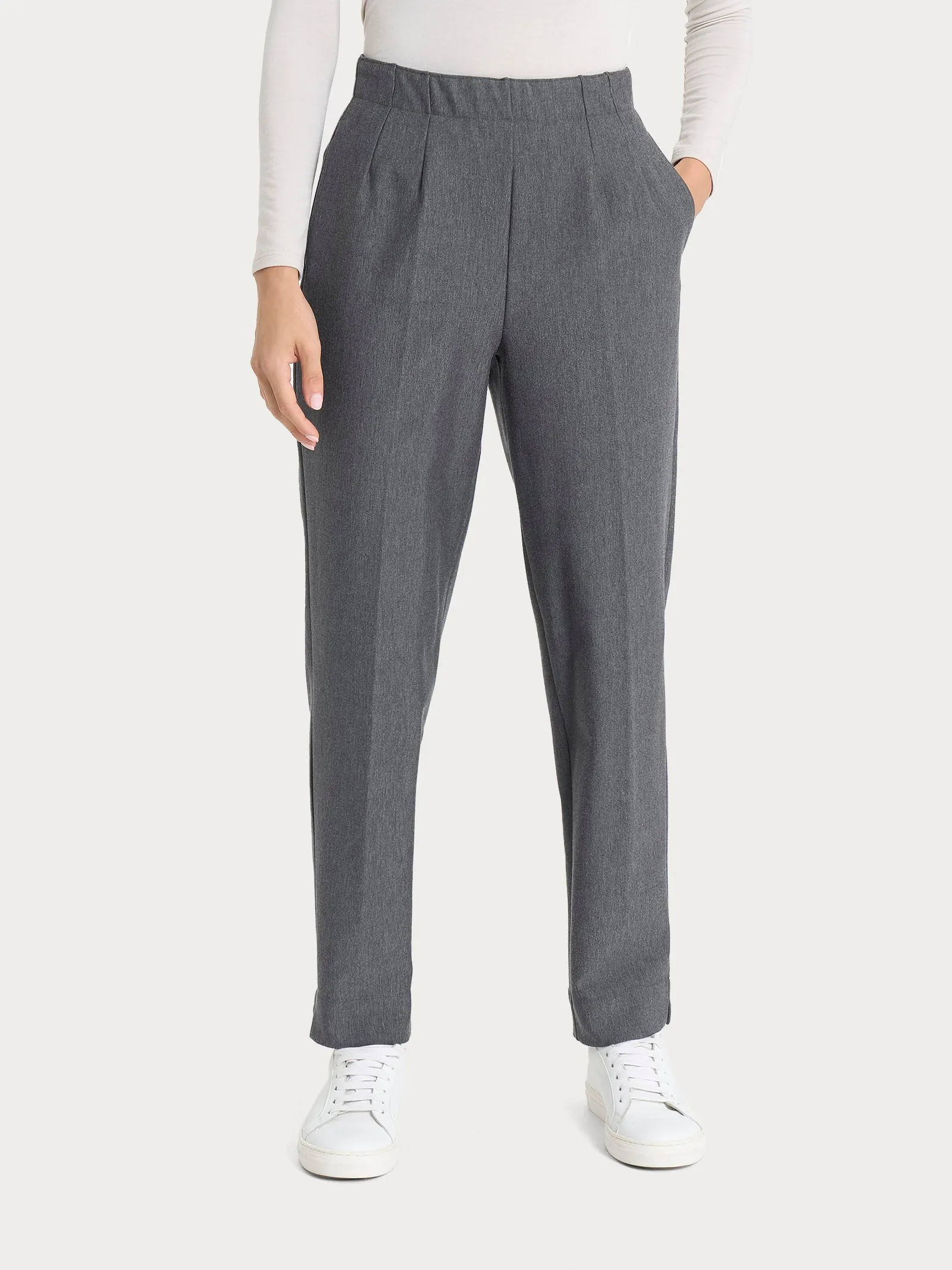 Pantalone a carota con tasche in tessuto Compact - Ardesia Mel.
