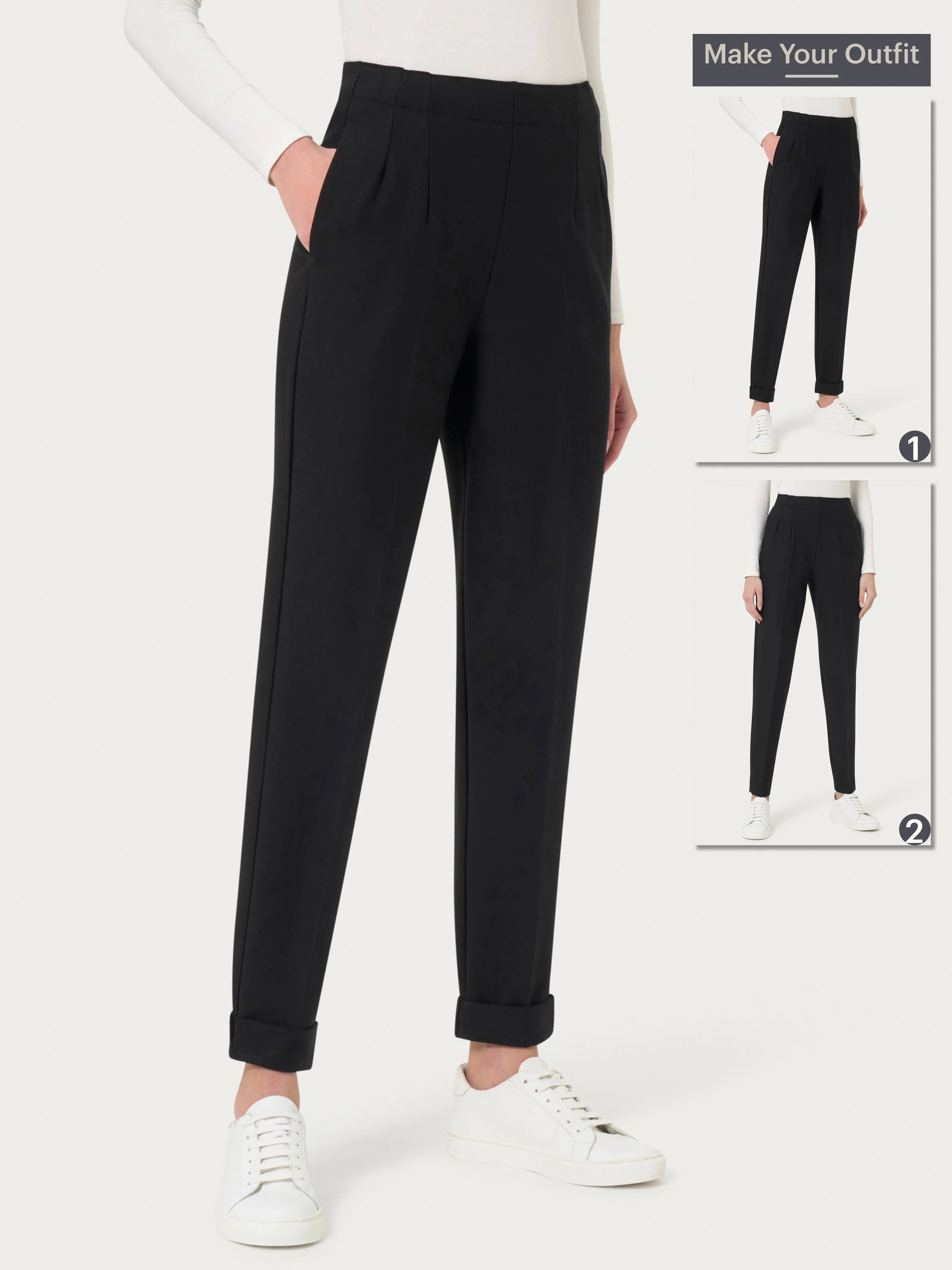 Pantalone a carota con tasche in tessuto Compact - Ardesia Mel.