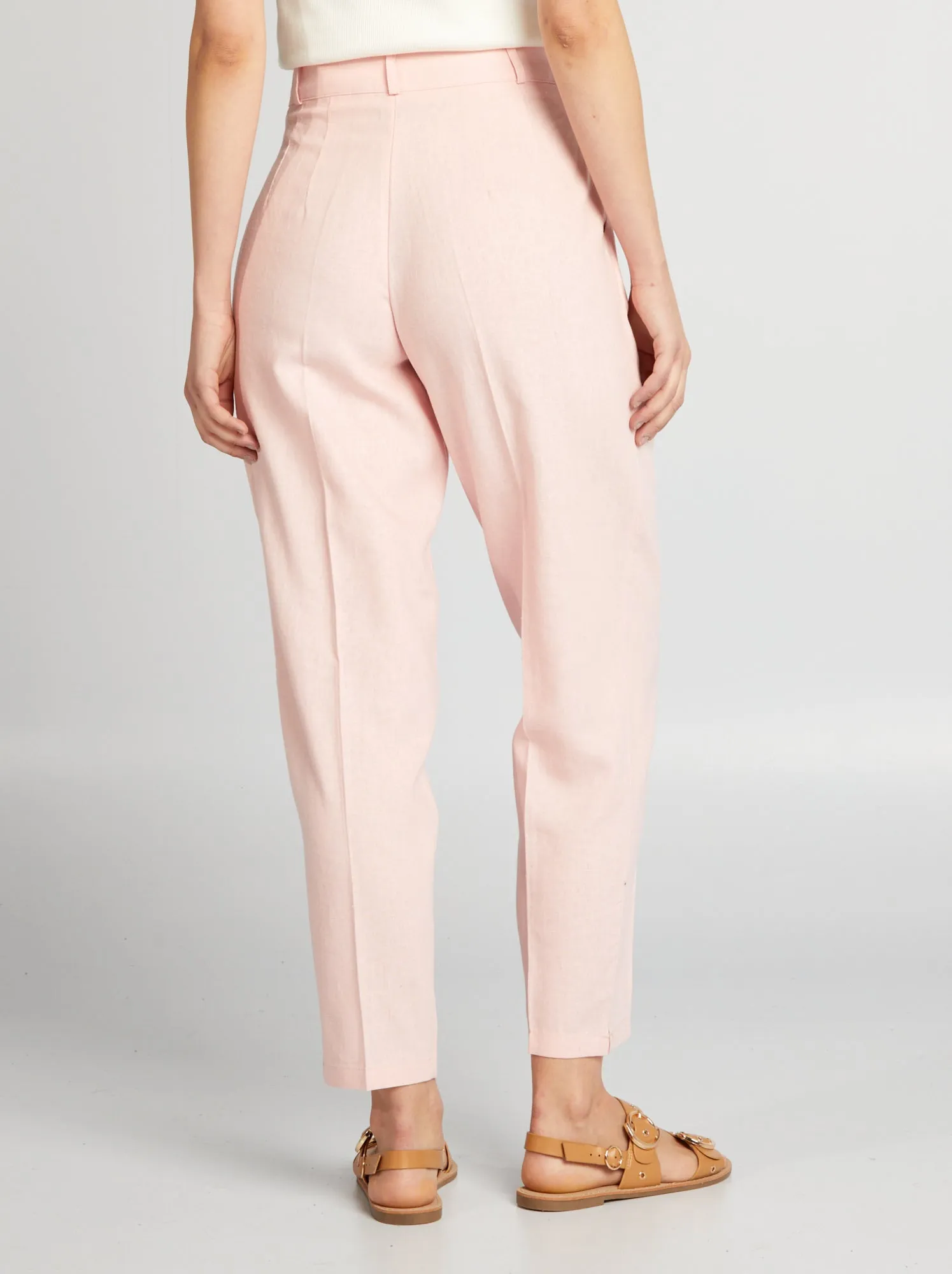 Pantaloni a sigaretta in lino - ROSA