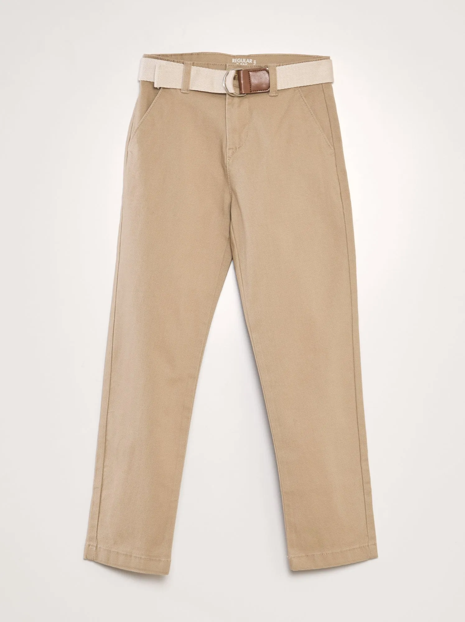 Pantaloni chino in twill + cintura - BEIGE