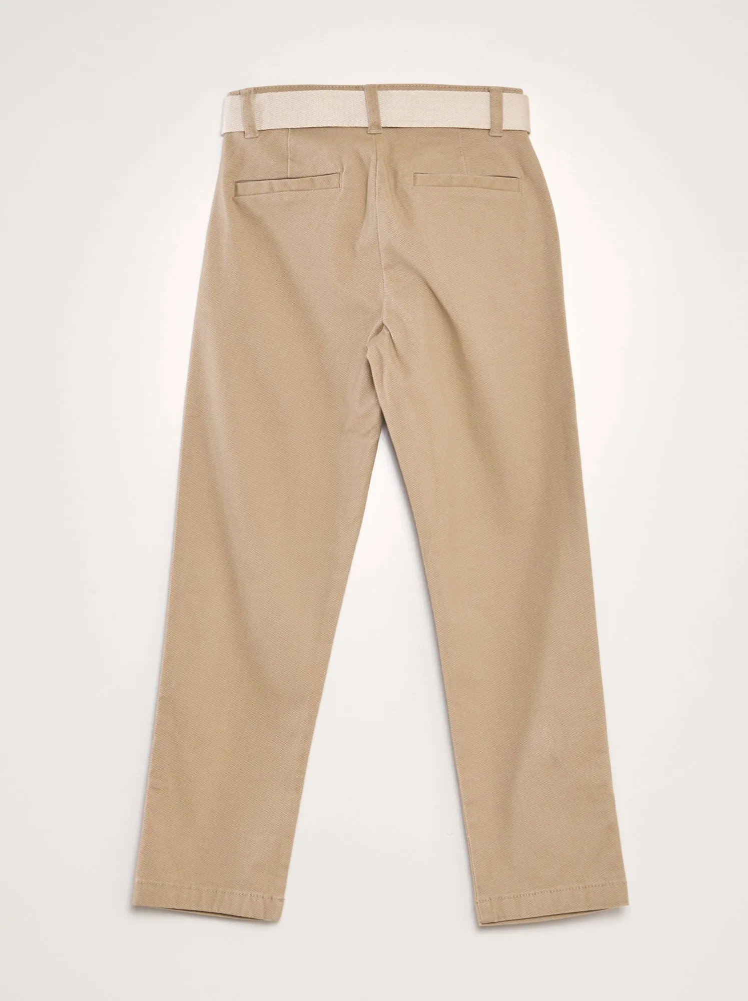 Pantaloni chino in twill + cintura - BEIGE