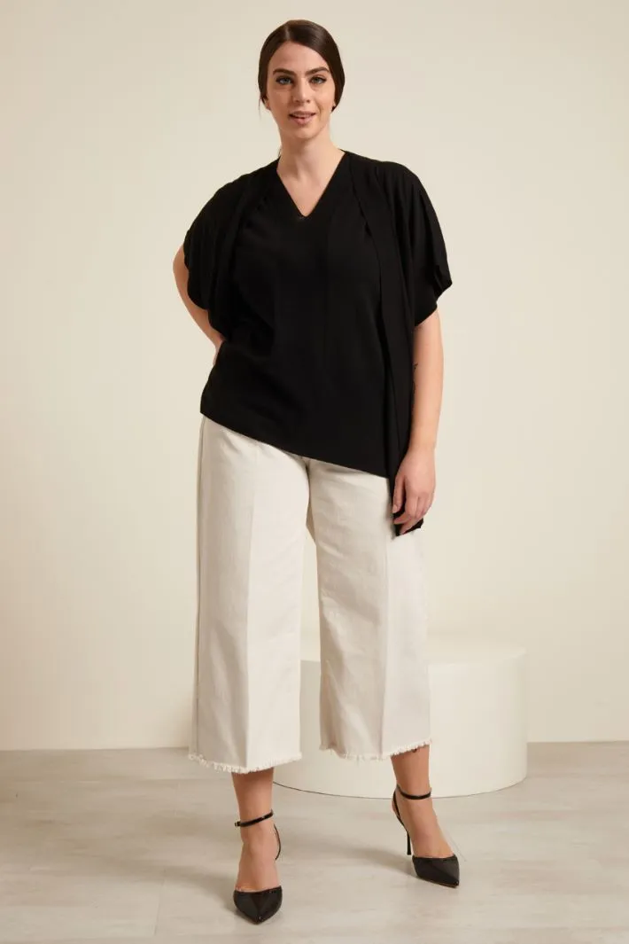 Pantaloni cropped in bull di cotone