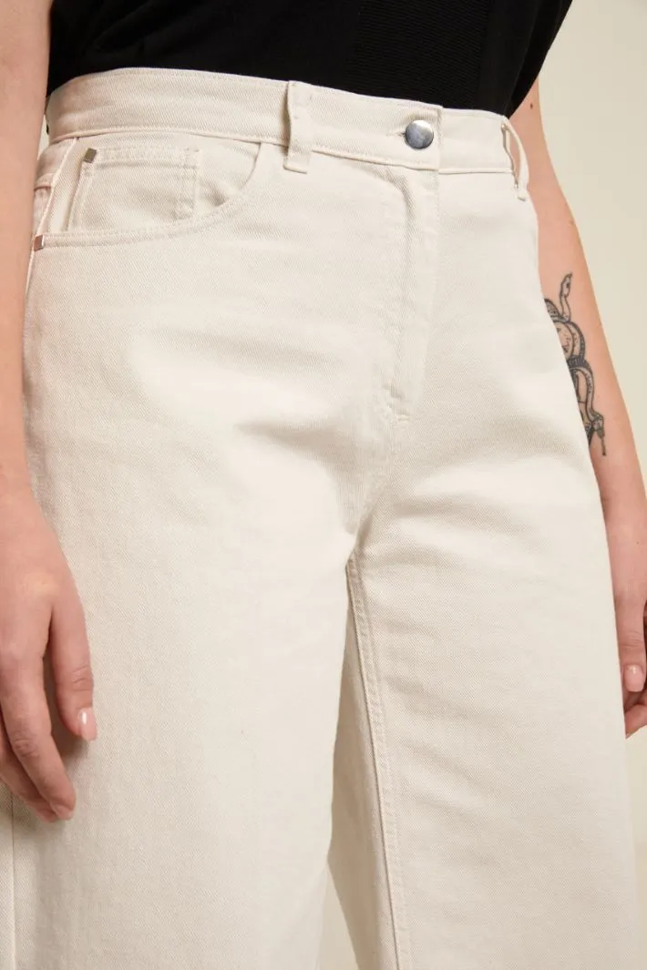 Pantaloni cropped in bull di cotone
