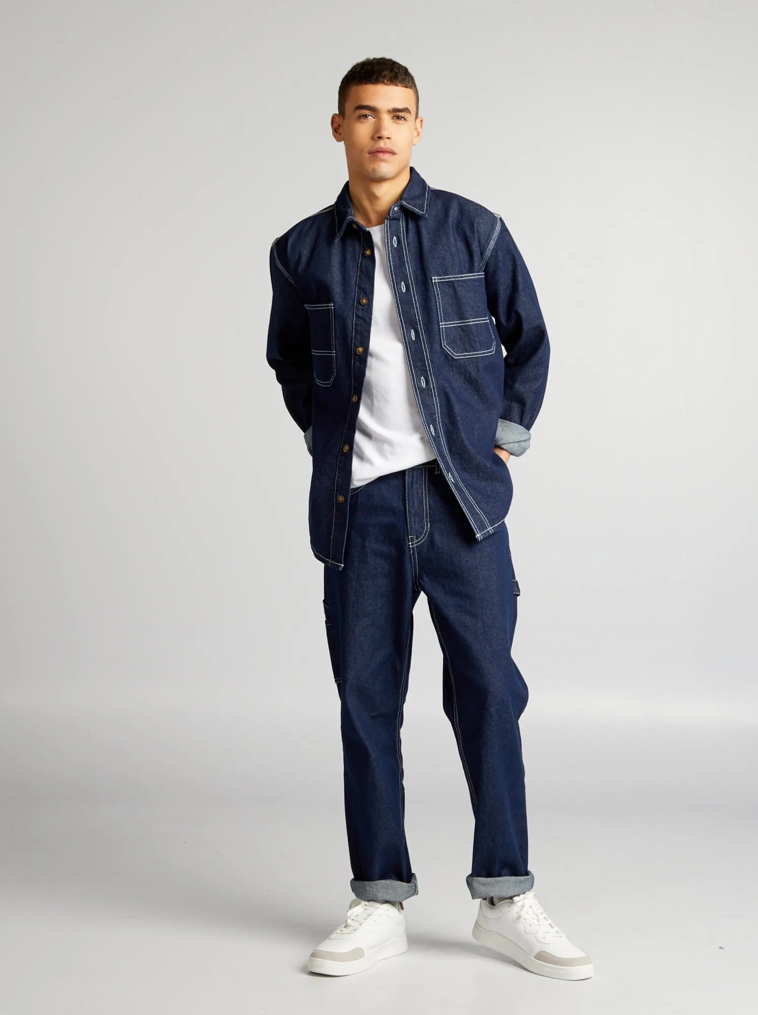 Pantaloni denim stile carpentiere - BLU