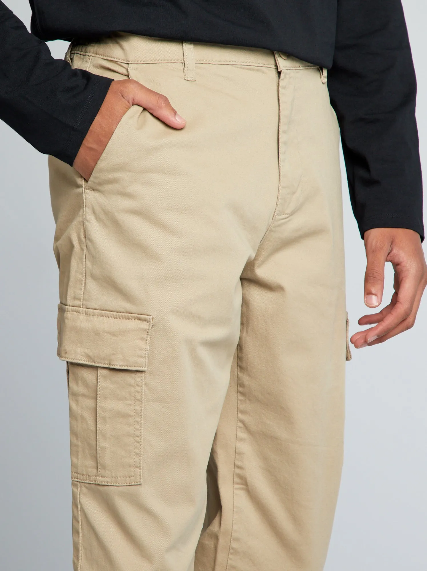 Pantaloni dritti con tasche sui lati +190 cm - L36 - BEIGE