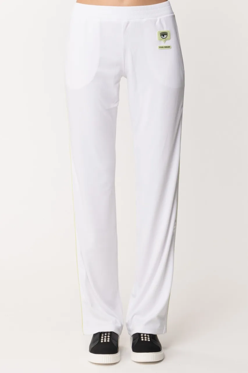Pantaloni jogging dritti con logo Bianco